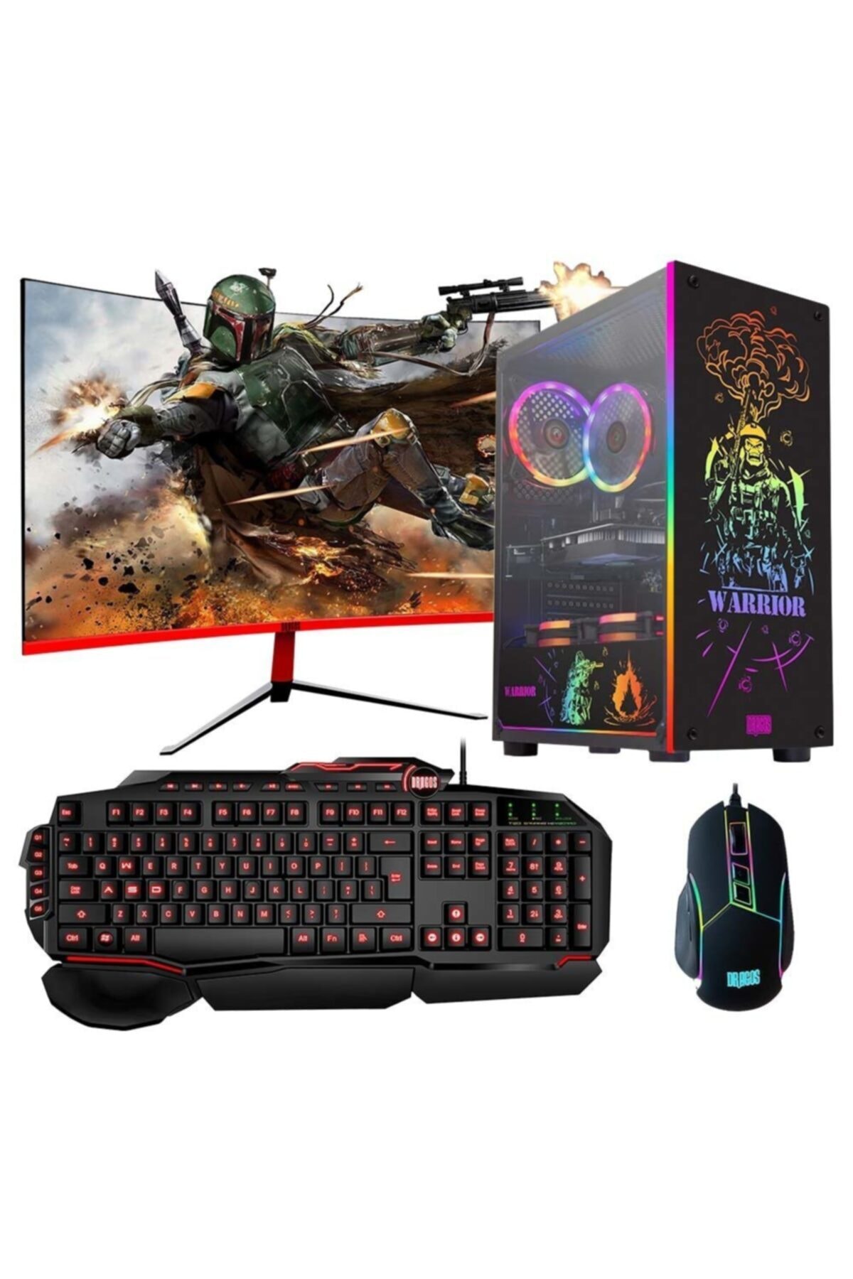 DRAGOS Drx916 I5 10400f 16gb Ram 256gb Ssd 4gb Gtx1050ti 27'' Curved Mon. Masaüstü Oyun Bilgisayarı