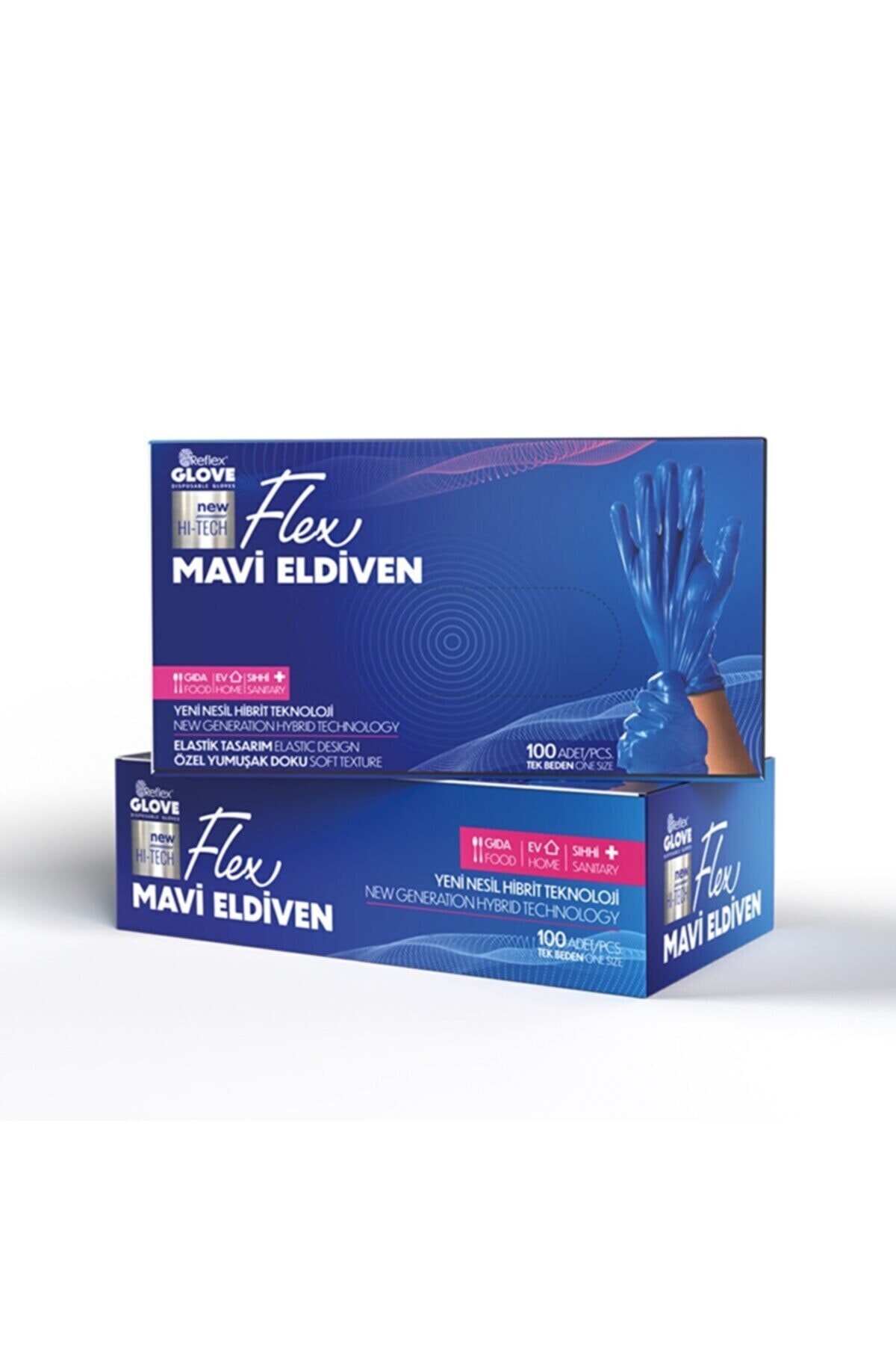 mufi Flex Glove Pudrasız 100 Lü 4 Adet Mavi S Beden Eldiven