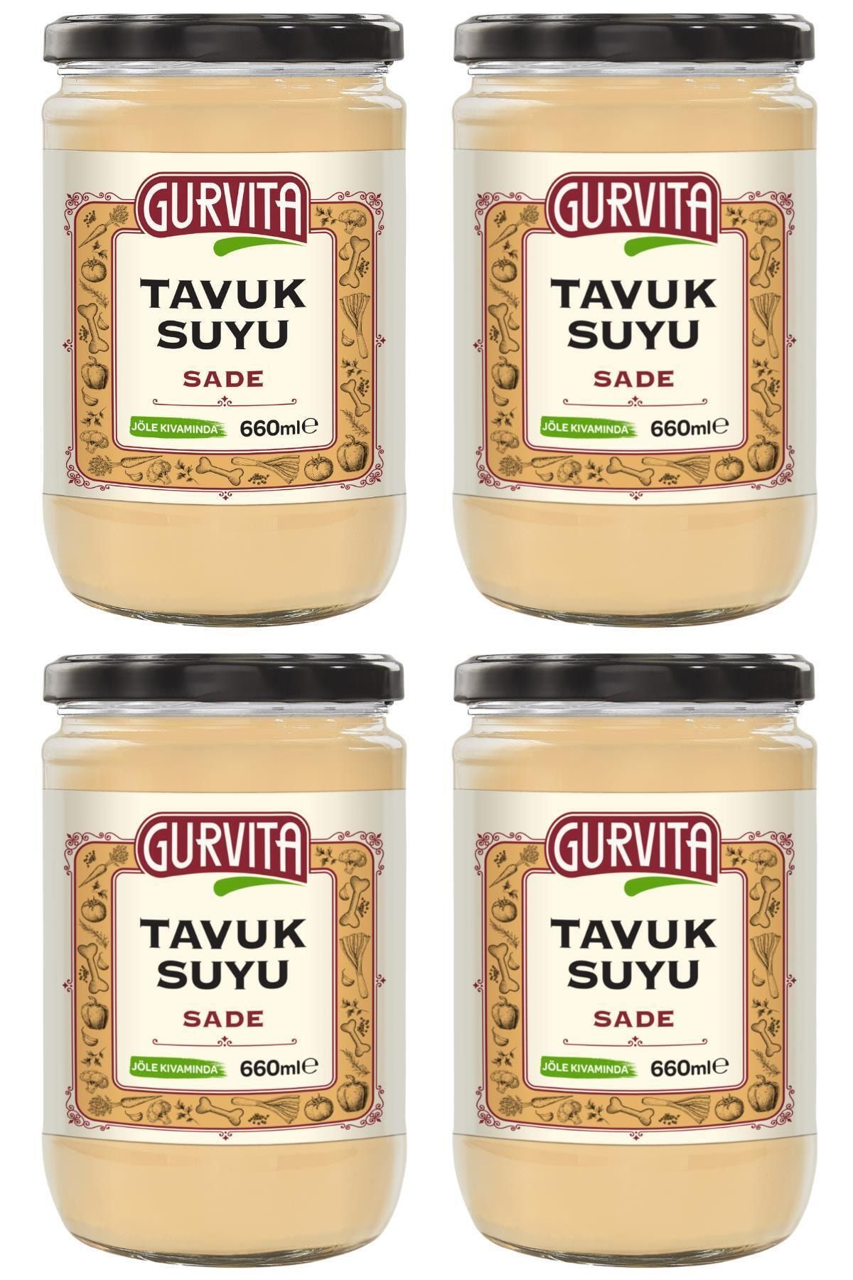 Gurvita Tavuk Suyu Sade 660ml 4lü