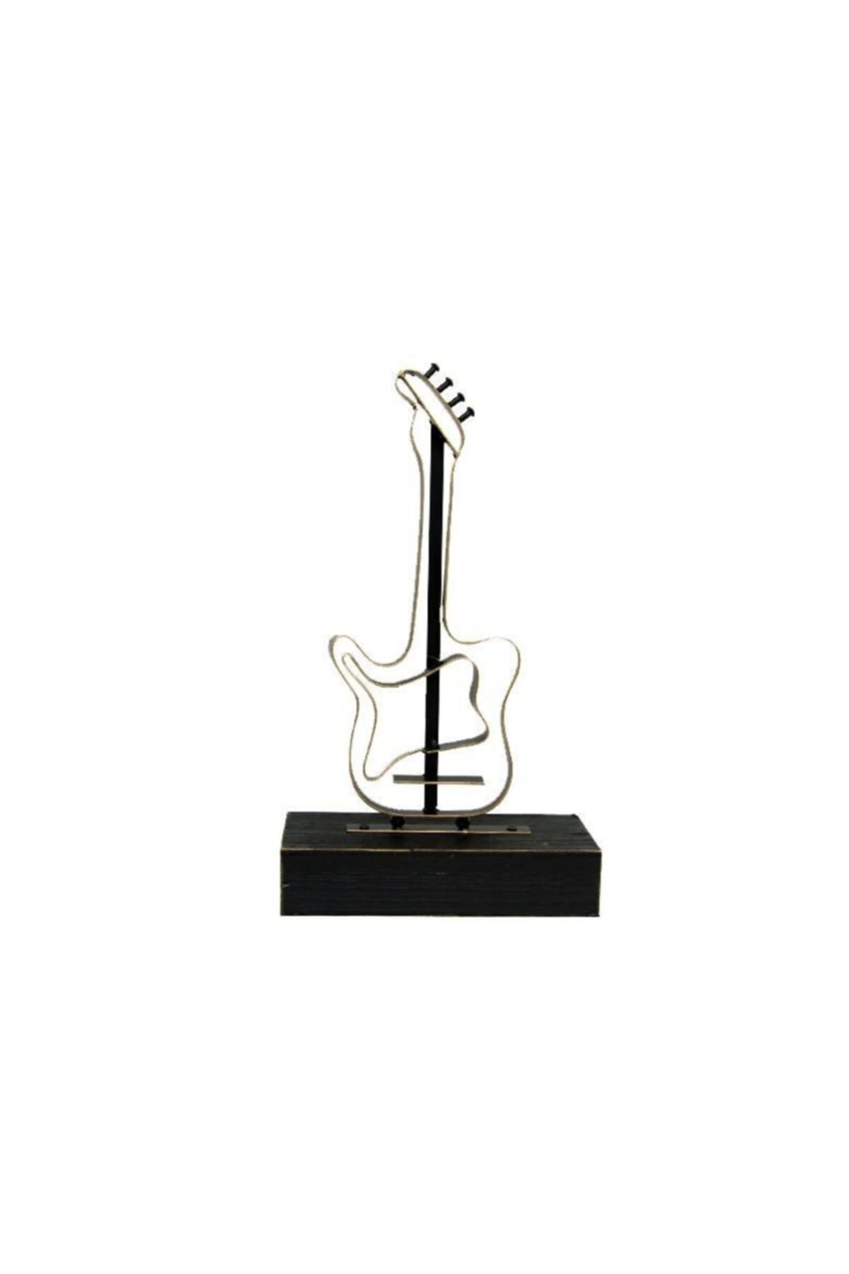ASVASHOP Obje Gitar Ahşap Standlı Biblo Dekoratif Ev Ofis Hediyelik