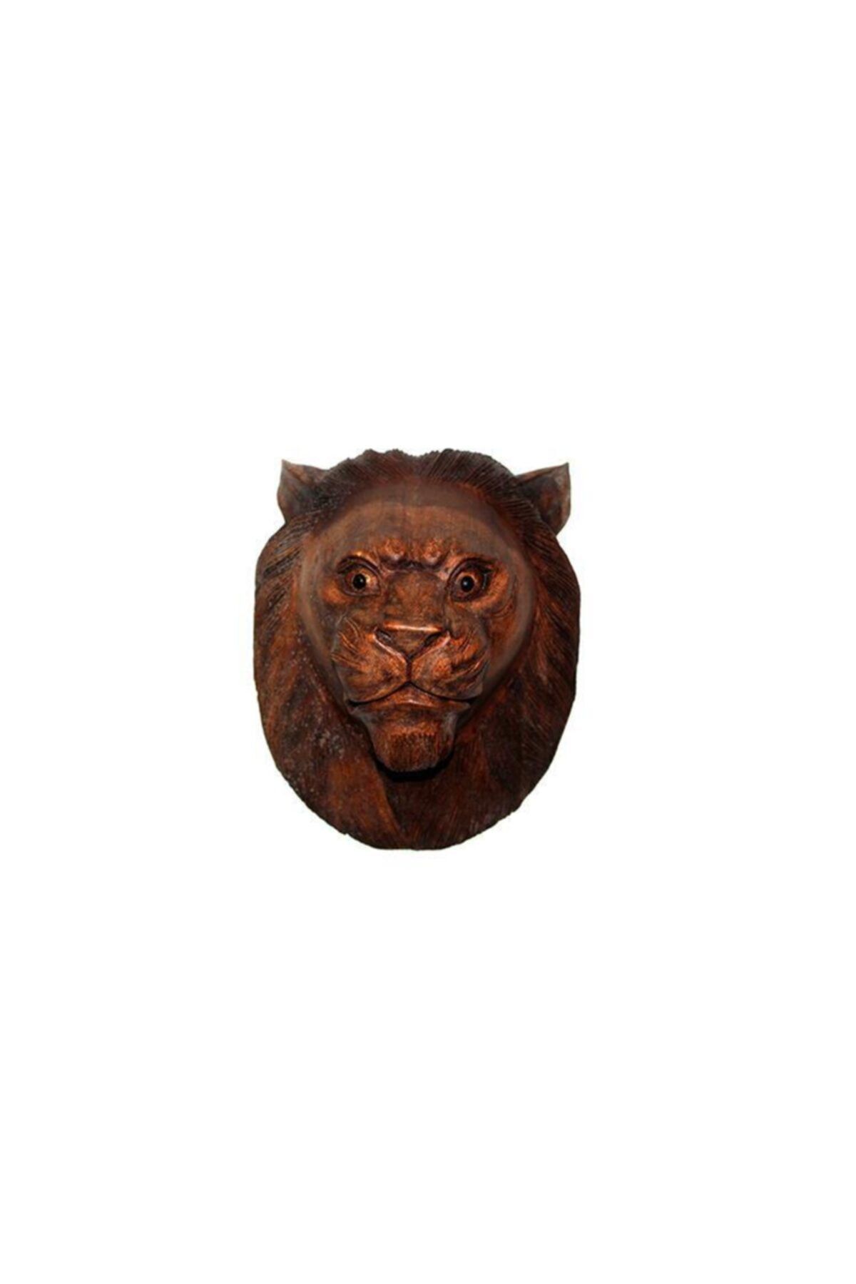 ASVASHOP Dekoratif 30cm Ahşap Aslan Kafası Hediyelik
