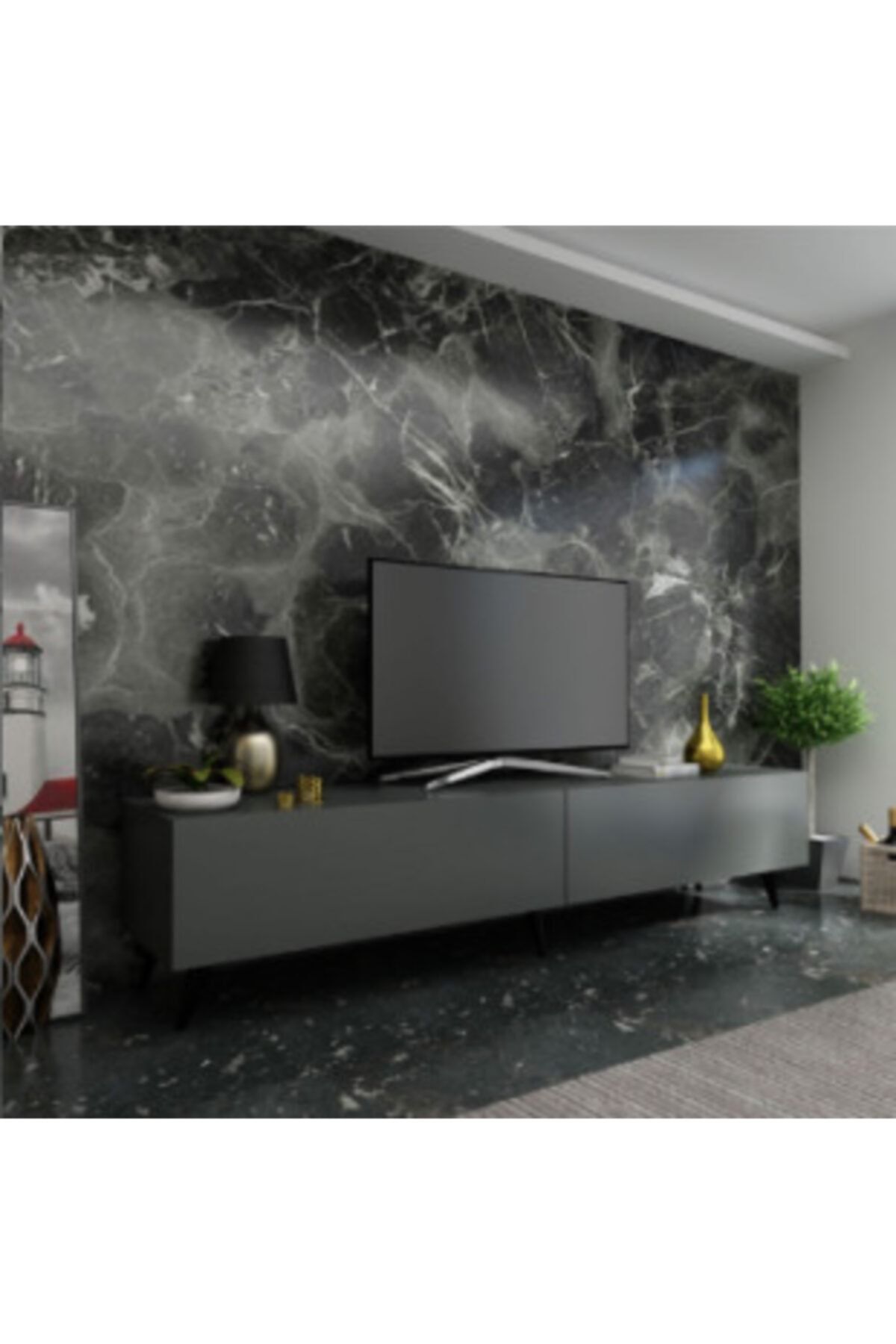 BAHOME Tv Ünitesi Antrasit Modern Tasarım