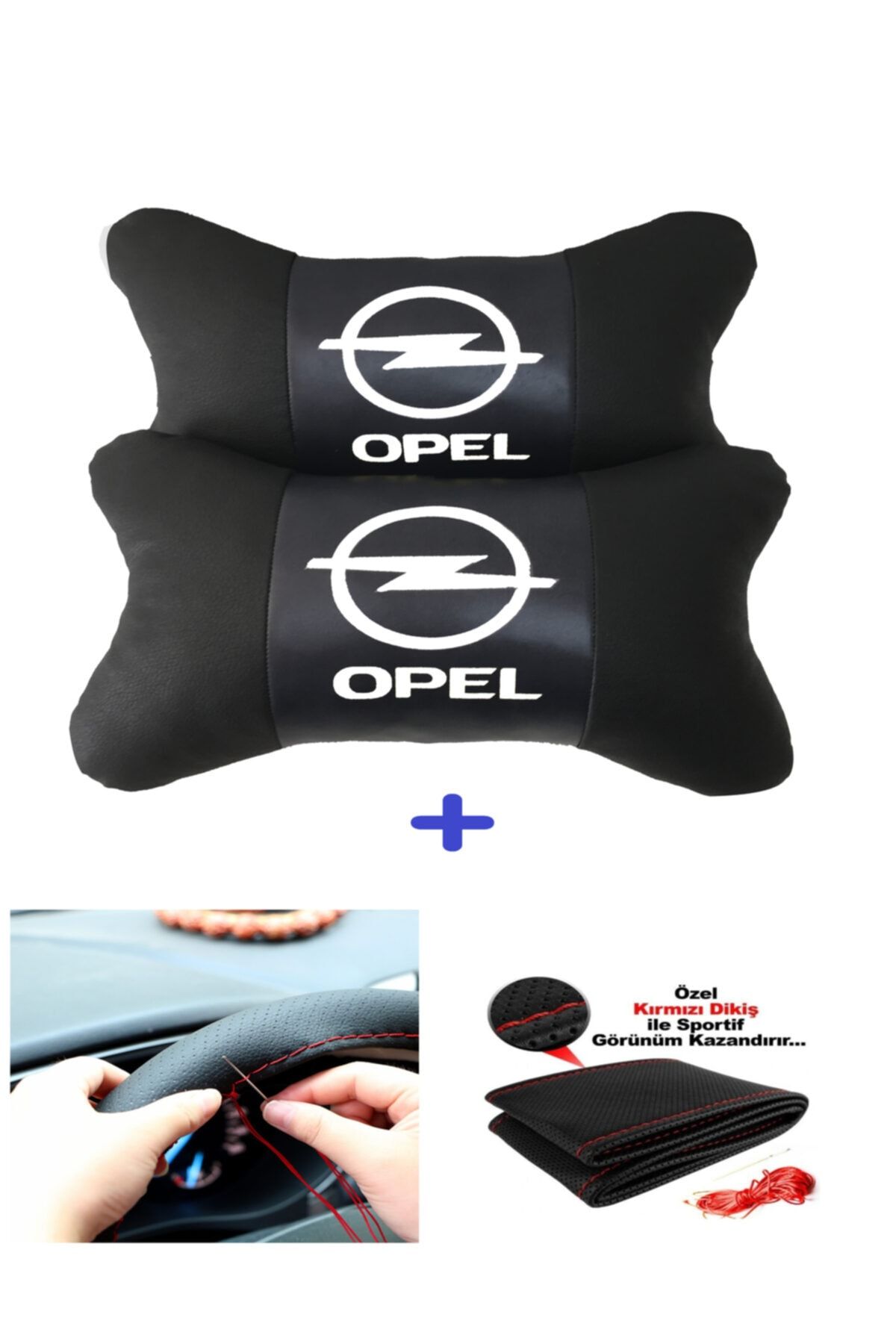 AYAZGURUP Opel Combo Dikmeli Direksiyon Kılıfı Ve 5d Ortopedik Boyun Yastığı (2 Li Set)