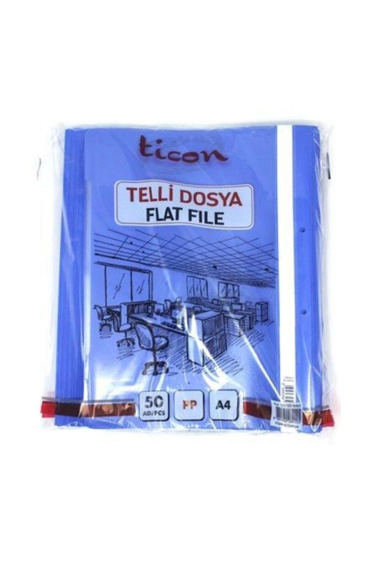 Ticon Mavi Plastik Telli Dosya A4 50 Adet