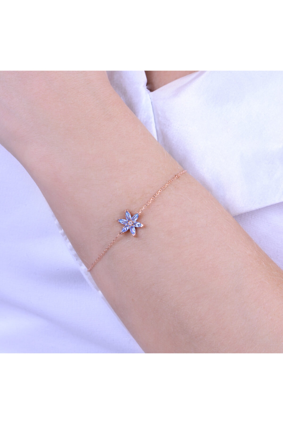ciel silver 925 Ayar Gümüş Aguamarin Çiçek Bileklik