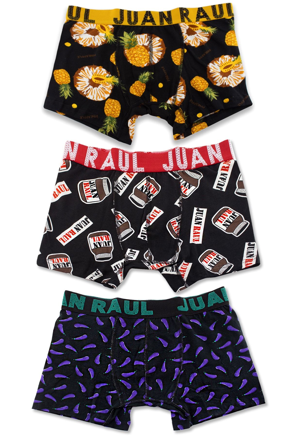 Juan Raul Socksarmy Ananas, Nutella, Patlıcan Desenli 3 'lü Erkek Boxer Seti