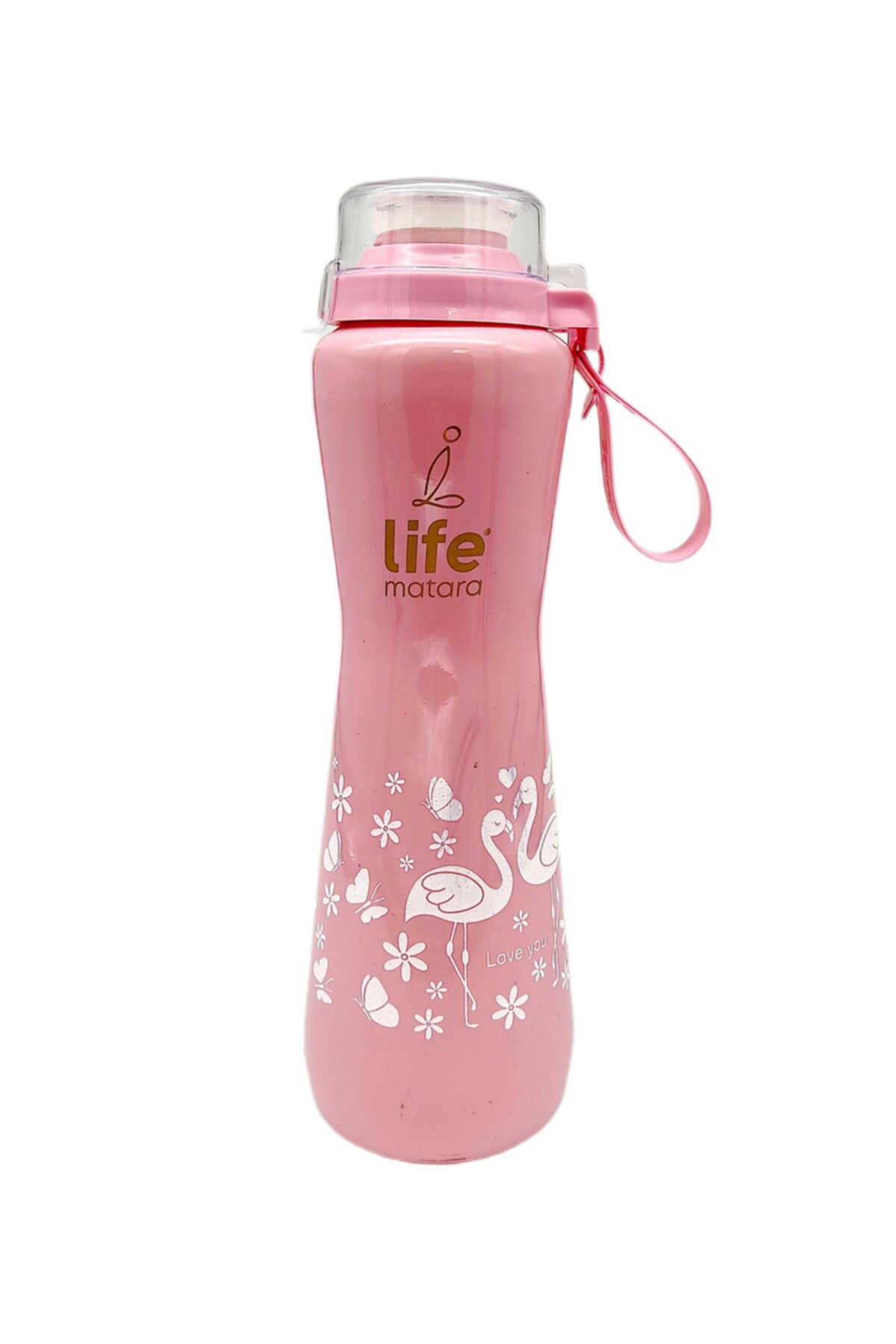 Life Matara Şeffaf Kapak Suluk Pembe Cam Matara 750 Cc A0006