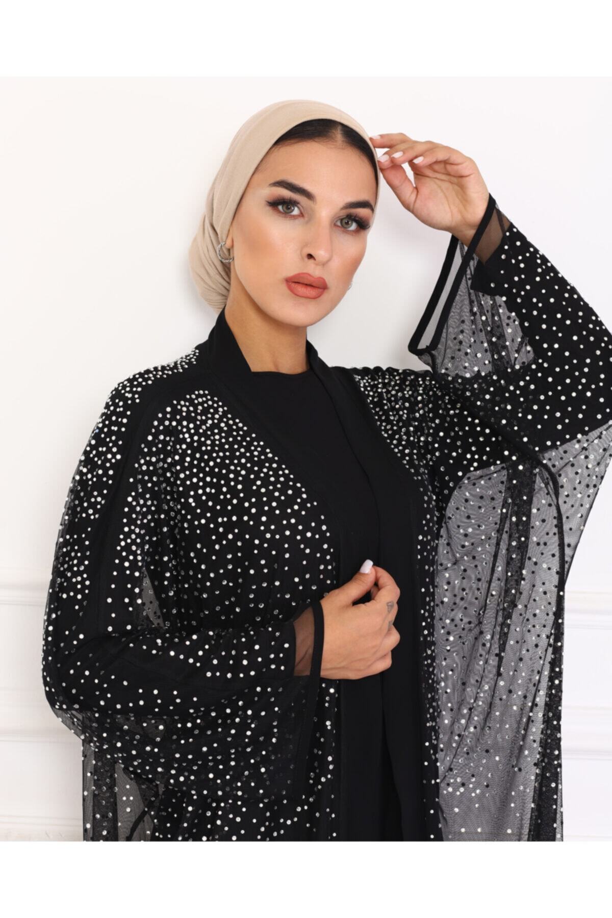 MODA URUBA Taş Işlemeli Tül Abaya