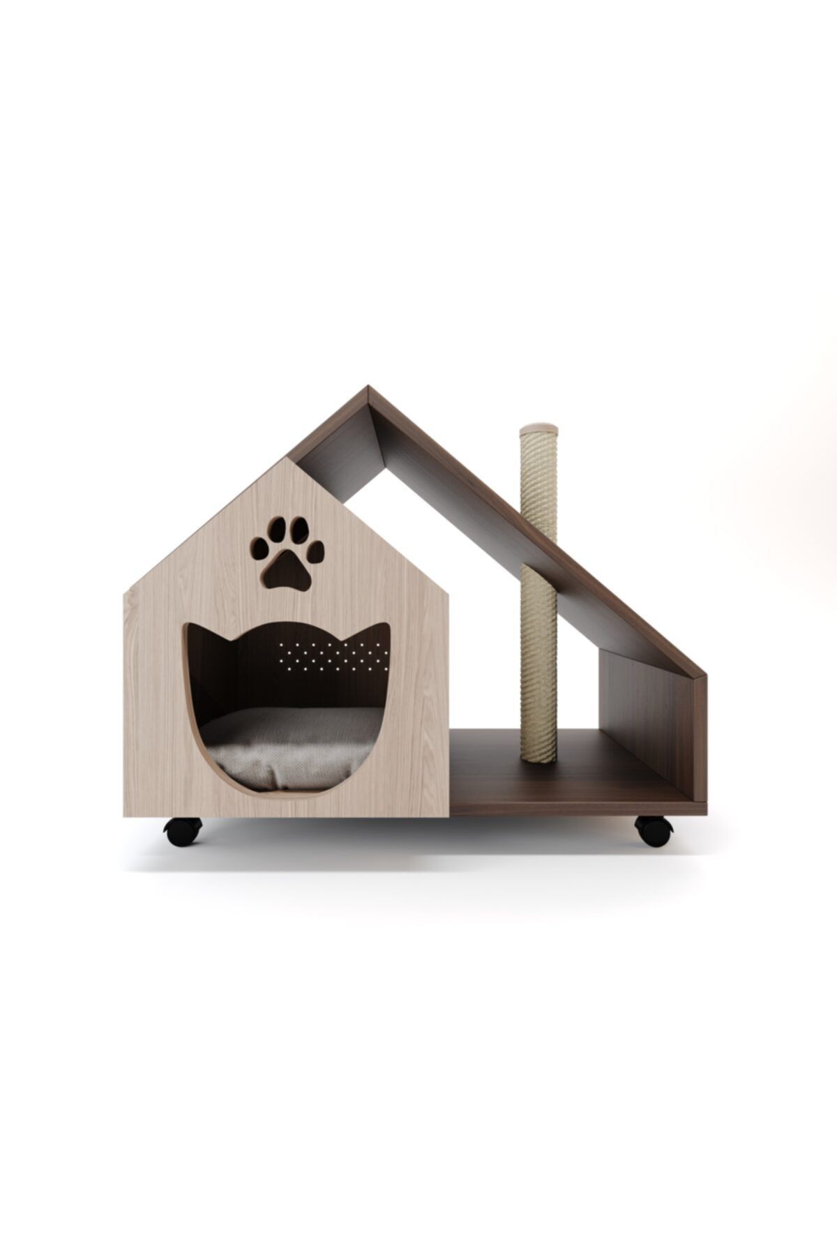 POZ KONSEPT Kedi Evi Tırmanma Halatlı Tekerlekli Minderli Renk Seçenekli Cat House