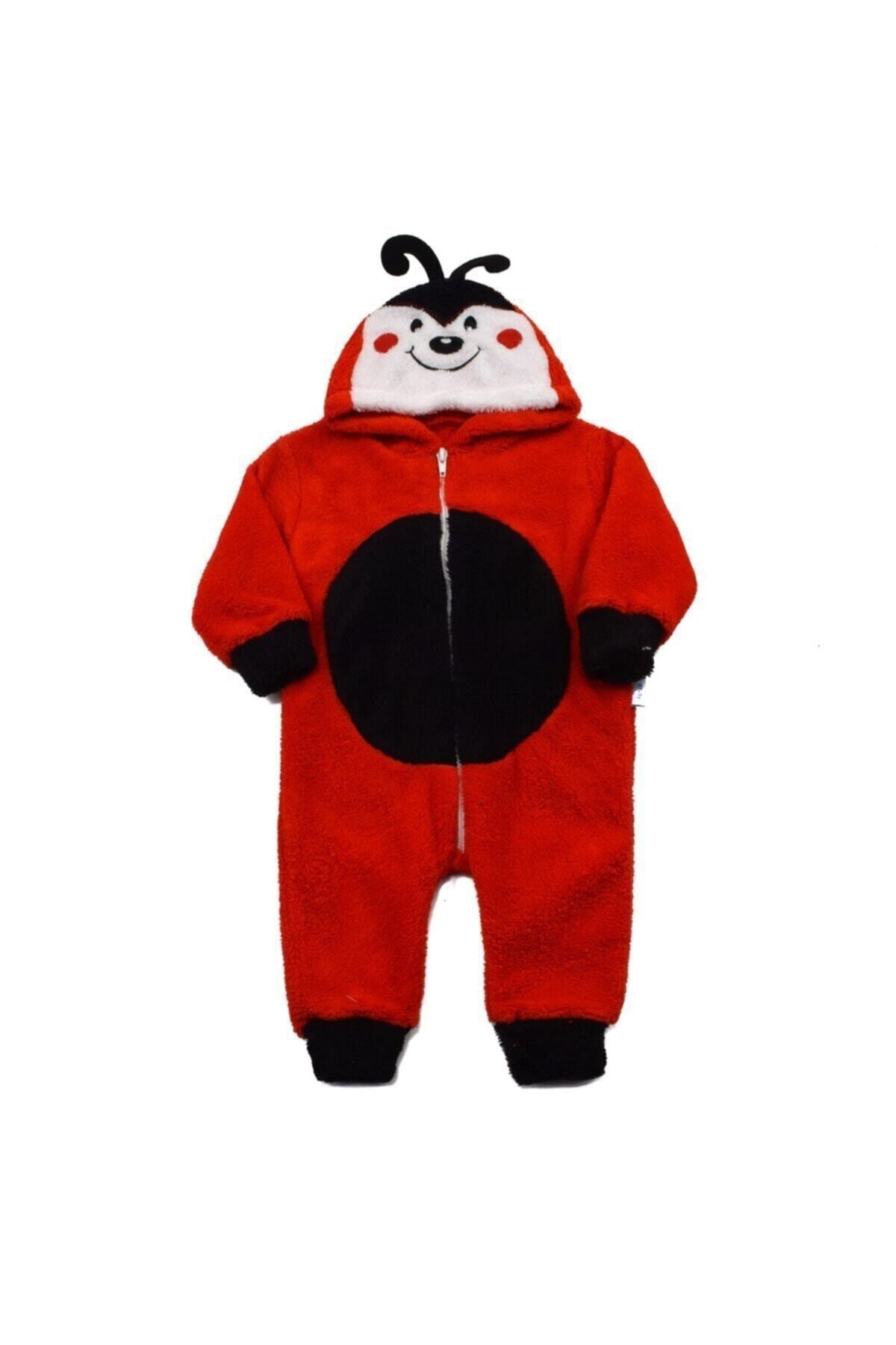 Nurcix Welsoft Peluş Uğurböceği Tulum Unisex Çocuk 1-2-3 Yaş