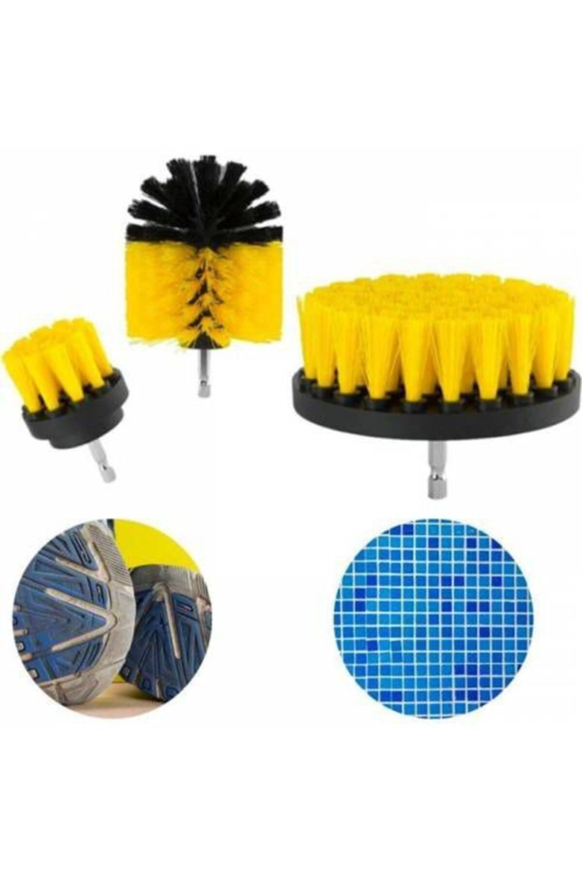 TeknoExpress 3lü Set Çok Amaçlı Ev Araç Banyo Temizliği Için Matkap Ucu Temizlik Fırçası Seti