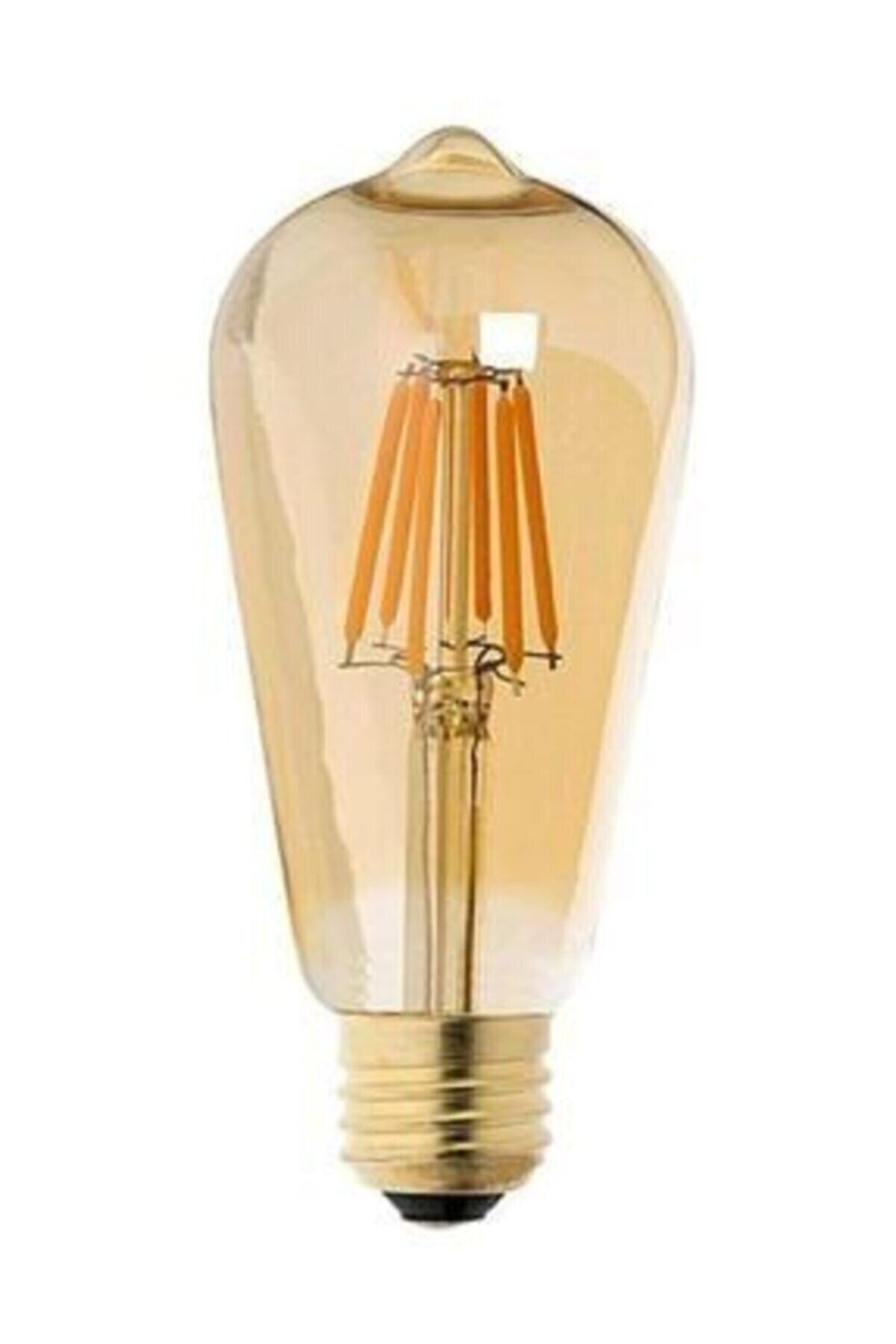 Lambada Edison Lambam St64 4w Dimmerli Sarı Işık Amber Dekoratif Rustik Led Ampul