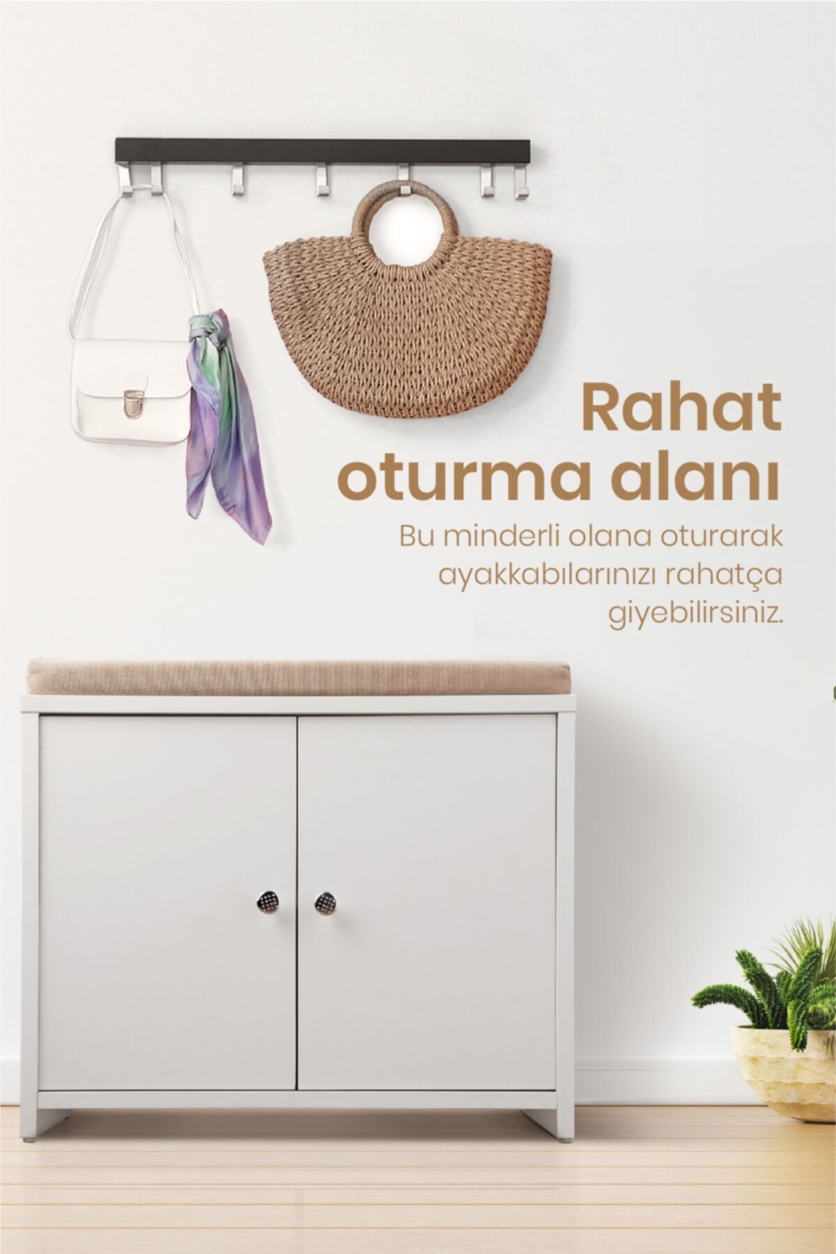 Demobel Minderli Oturaklı Ayakkabılık Katlı Raflı Bölmeli Ayakkabı Dolabı Çok Amaçlı Dolap