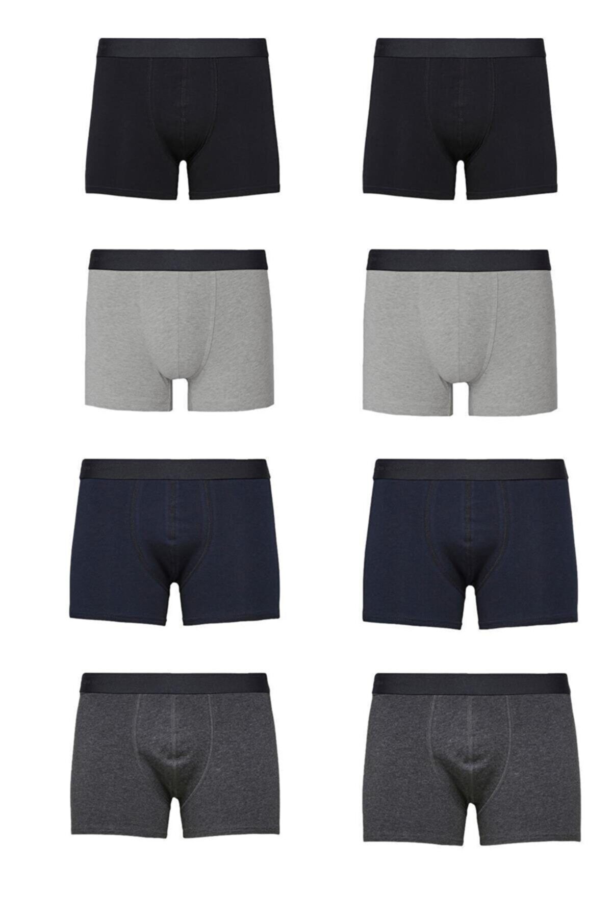 NACAR STORE Erkek 4 Renk 8'li Paket Pamuklu Likralı Boxer
