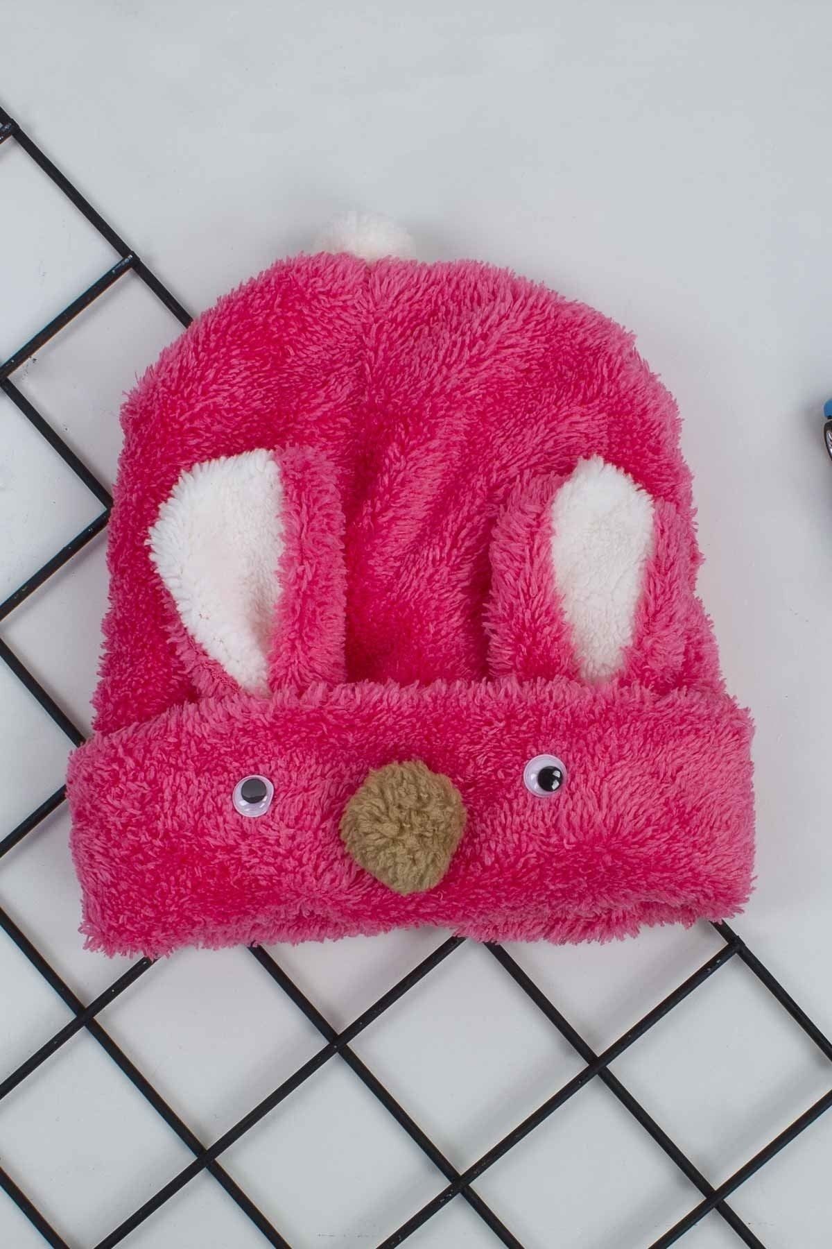 Fulya Fuşya Peluş Figürlü Kız Çocuk Bere