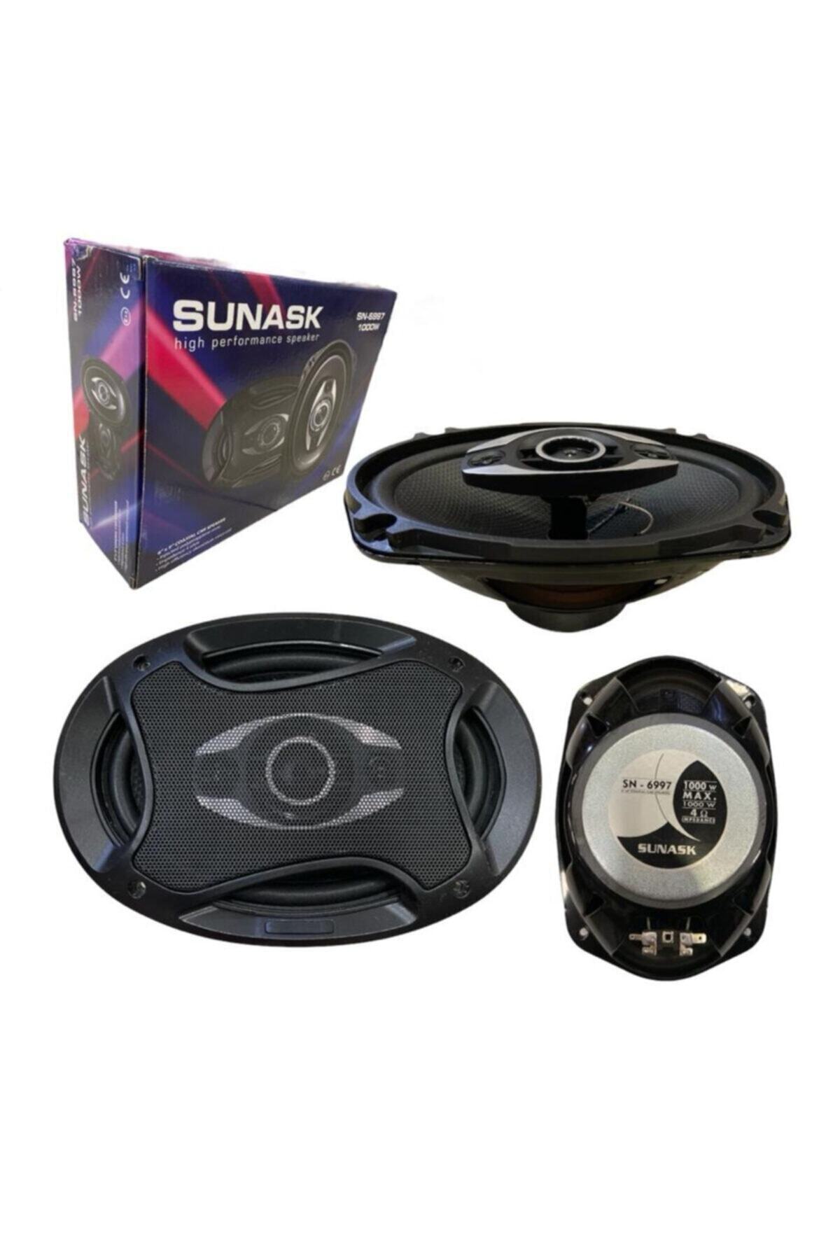 SUNASK 1000 Watt Oval Oto Hoparlör Tweeterli 1000 Watt 4 Yollu 2 Adet Oval Araba Hoparlörü