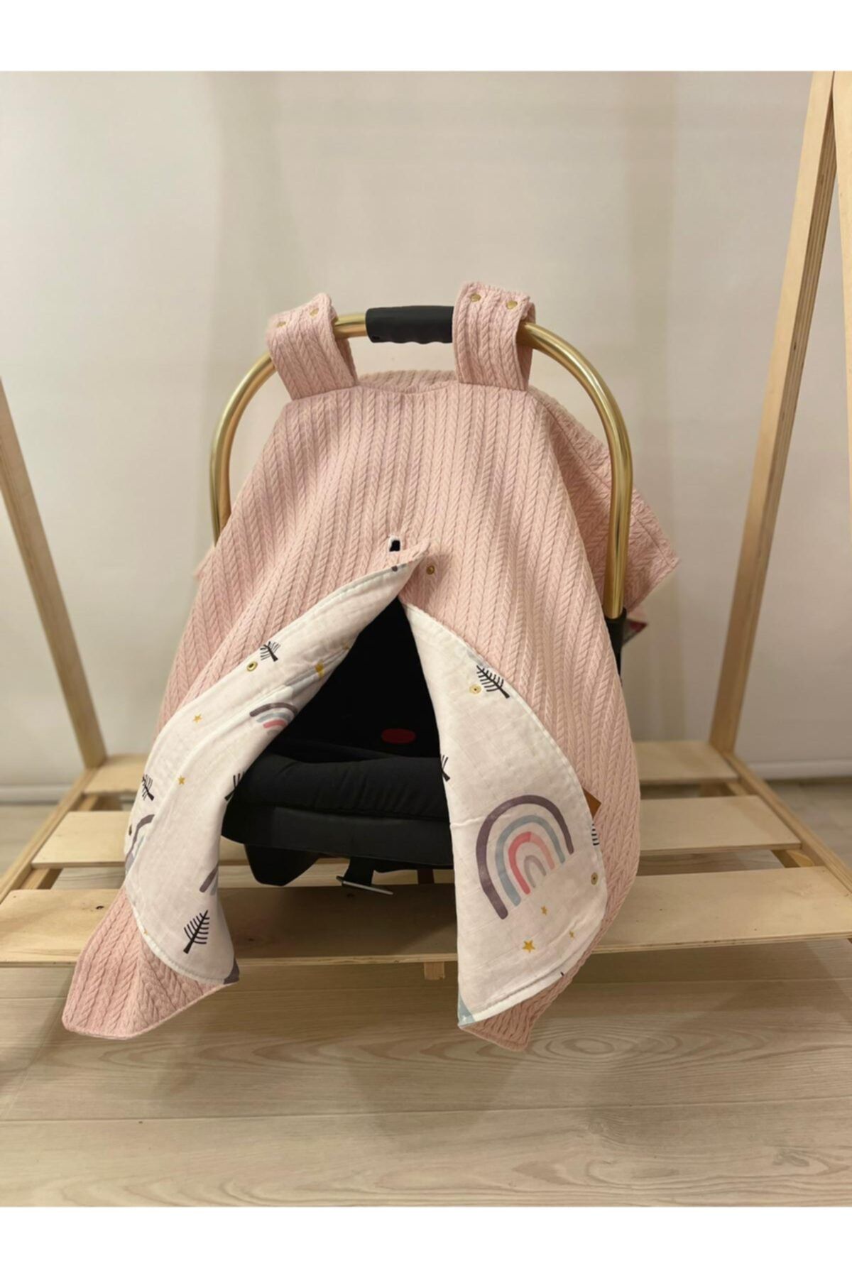 trendy baby&kids store Pembe Trikolu Gökkuşağı Müslin Puset Örtüsü