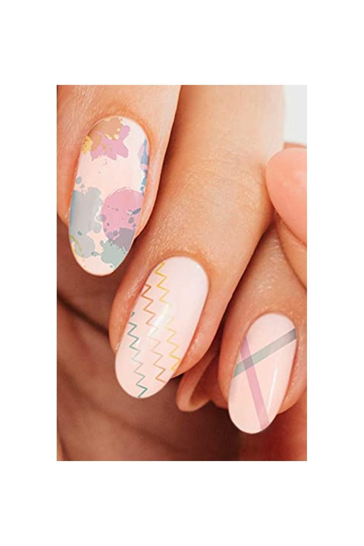 BRCTOPTAN Soft Renkli Çizgi Tırnak Dövmesi, Tırnak Tattoo, Nail Art, Tırnak Sticker