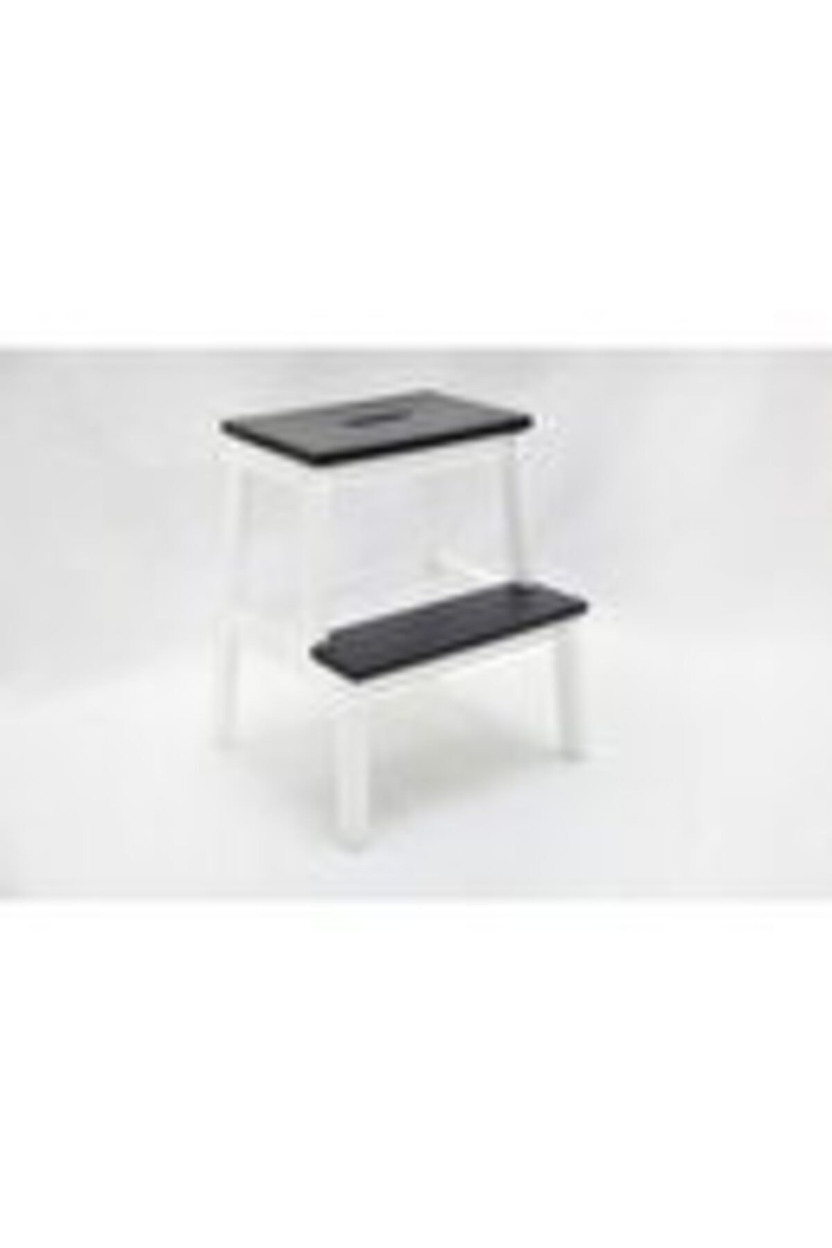 FERAY Kopya - Bekvam Basamaklı Beyaz Siyah Kayın Tabure