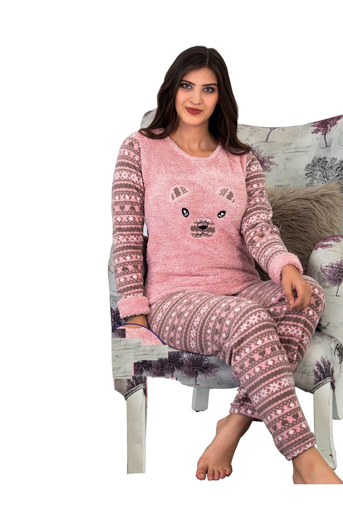 GOOD NİGHT Kadın Peluş Pijama Takımı