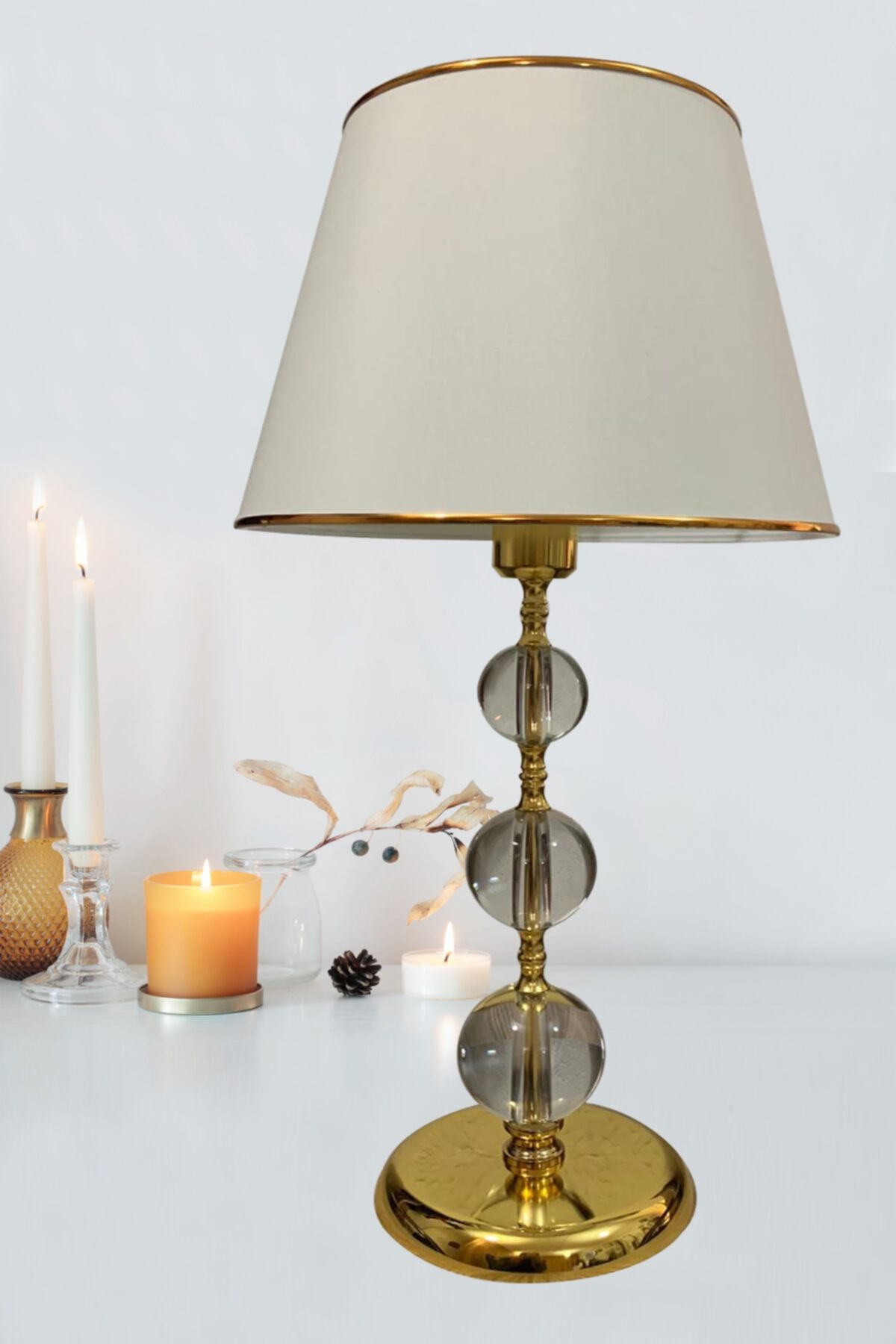 EvLight Kristal Cam Toplu Lüx Gold Abajur