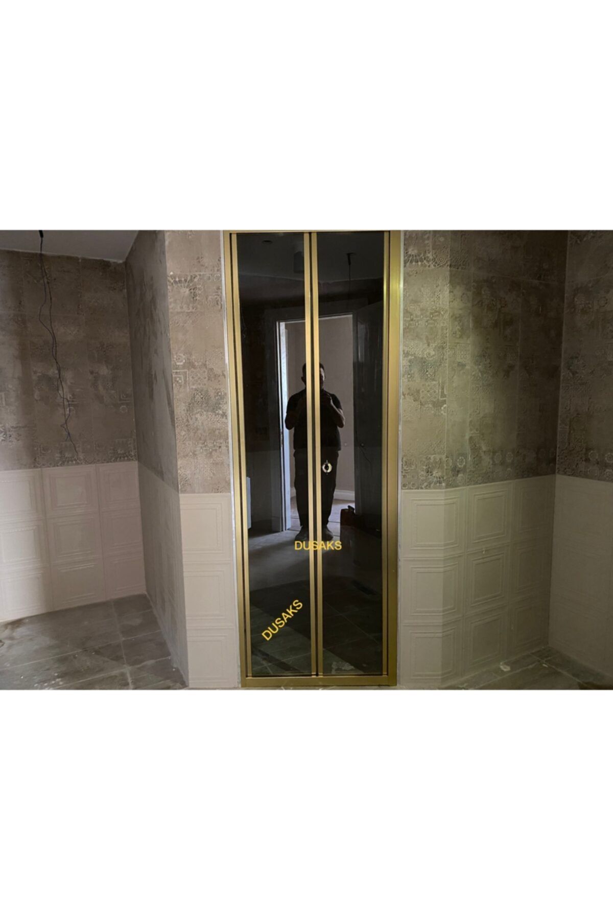 DUSAKS Gold Füme Camlı Katlanır Duşakabin 115 Cm