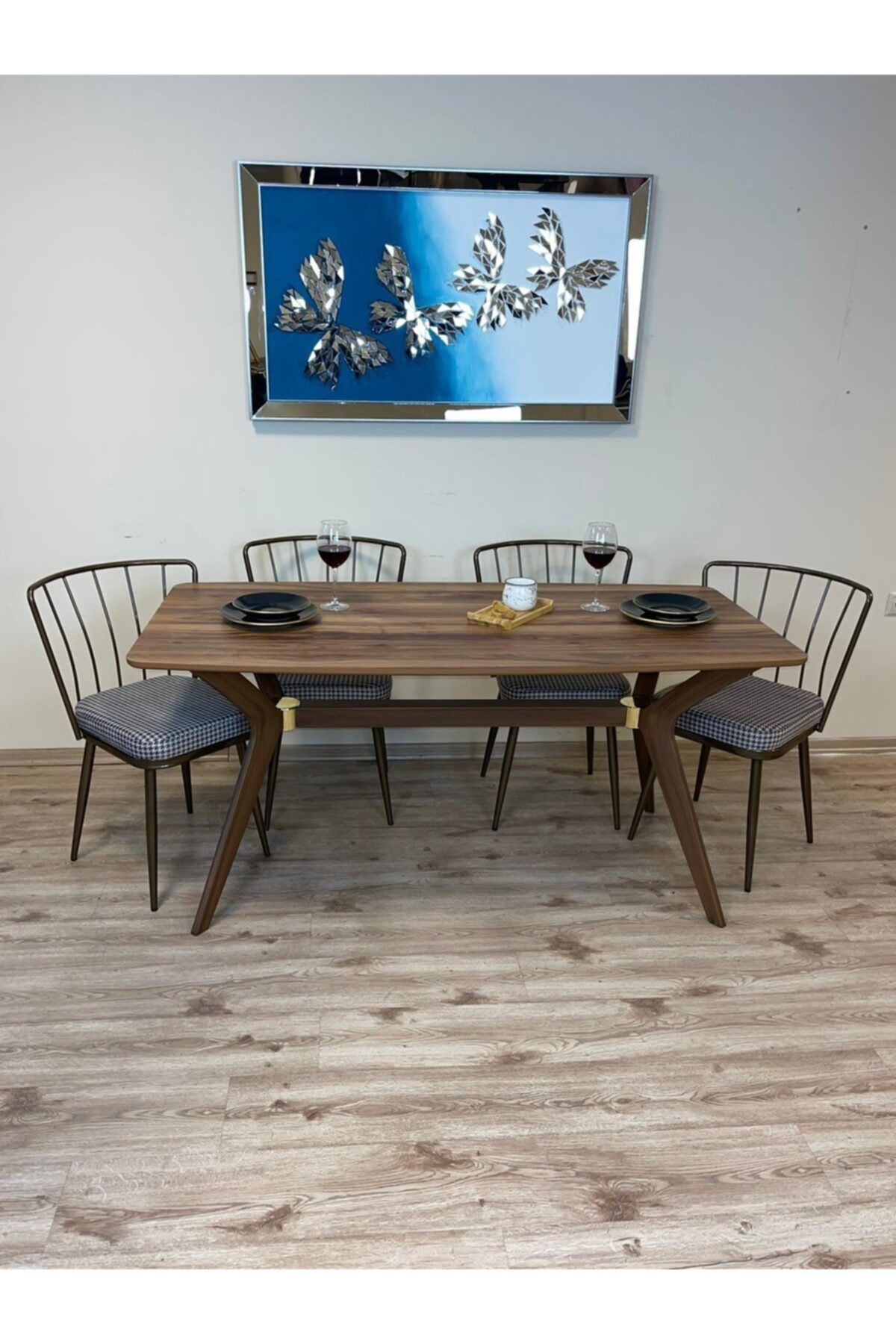 Dimassi Valentino Masa 80x140 Mdf Ceviz Mermer Desenli Altın Kaplama Yemek Masası /çalışma Masası
