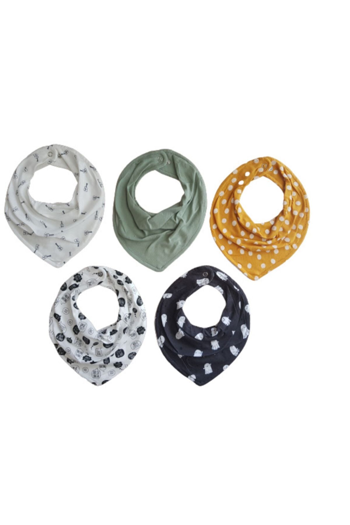TRENDTimeCotton 5'li Erkek Bebek Fular Havlulu Mama Önlük Seti
