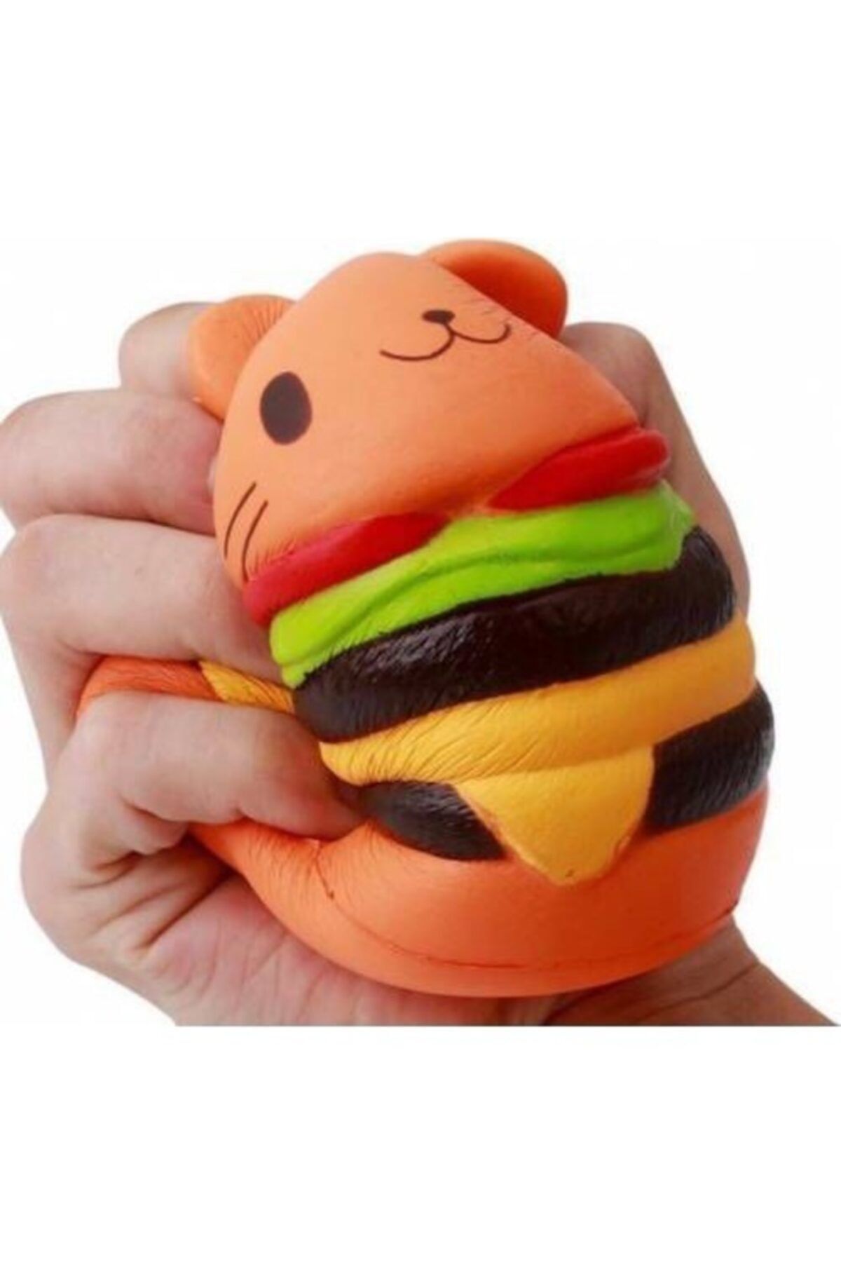 KAHRAMAN OYUNCAK Squishy Sevimli Hamburger Kedi Turuncu 9cm
