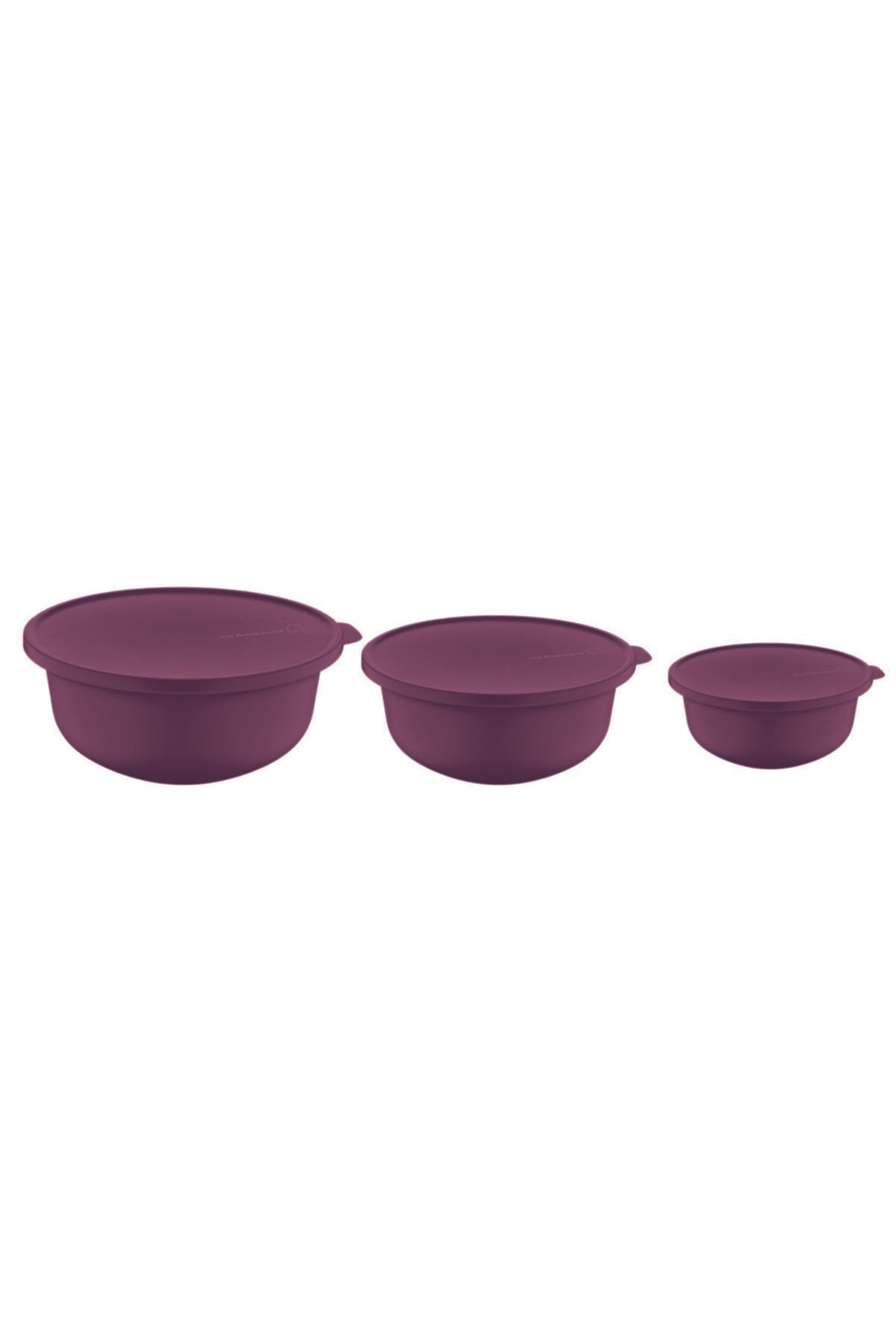 GRİMOR Life 3' Lü Saklama Kabı Yuvarlak Plastik Pembe ( 1 Lt - 2 Lt - 4 Lt )