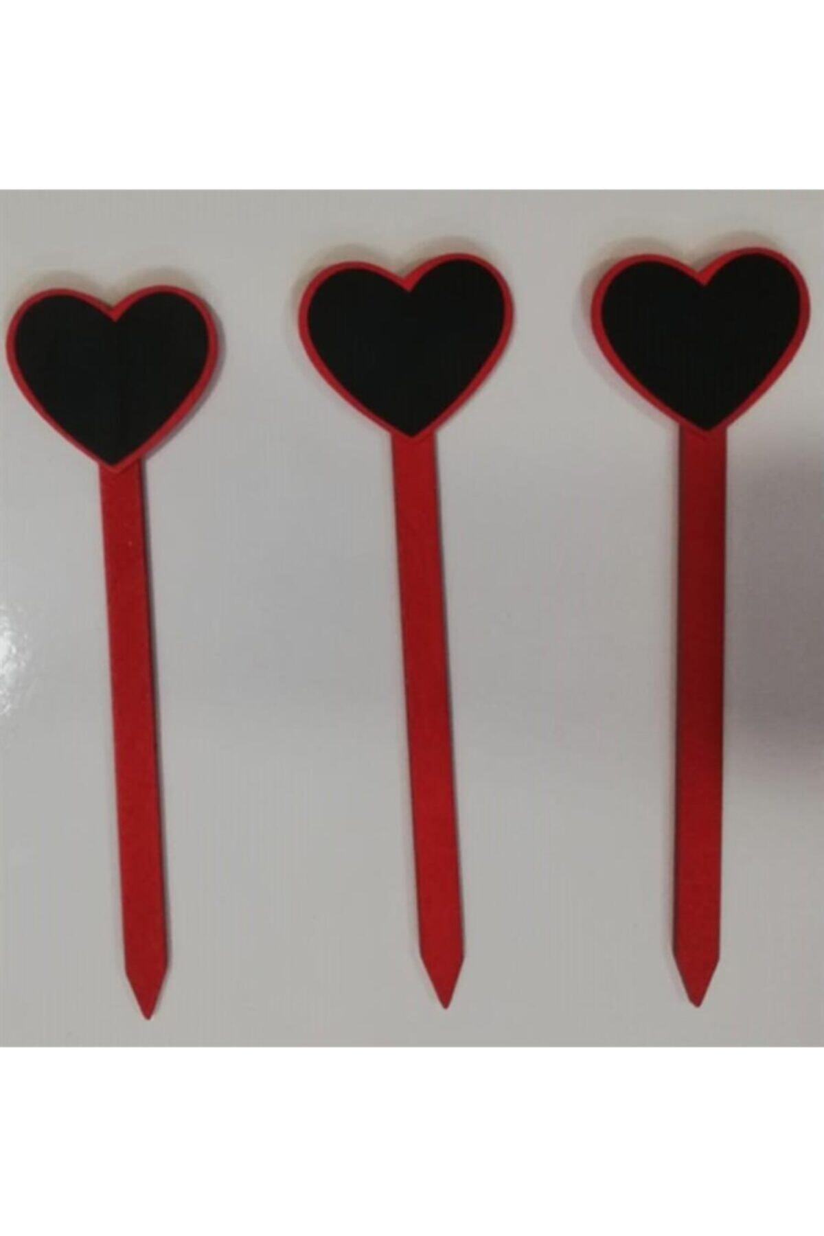HİLALSHOP Kırmızı Kalpli Ahşap Kitap Ayracı 12 Adet