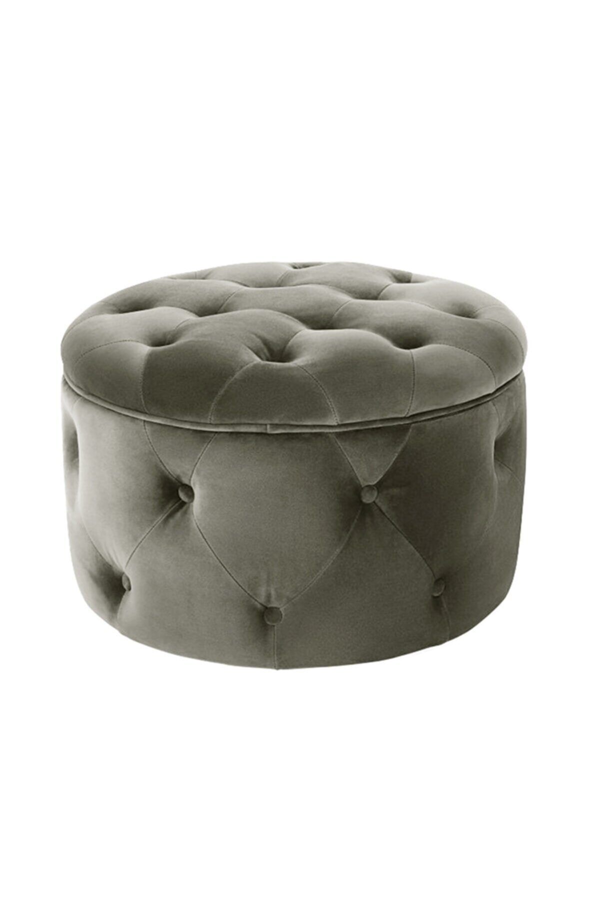 Velve Home Gri Oval Sandıklı Puf