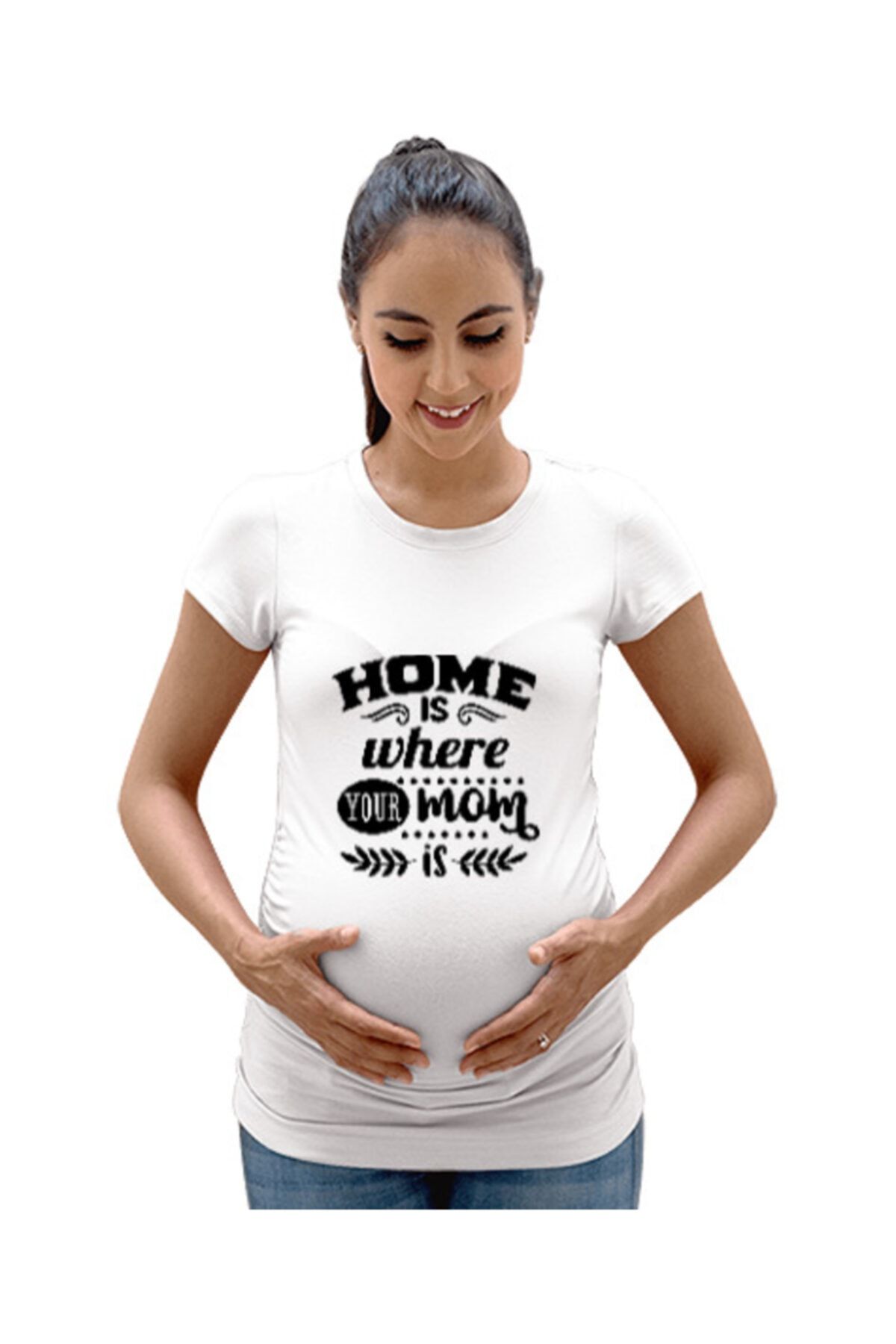 Tisho Home Is Your Mom Is Kadın Hamile Tişört