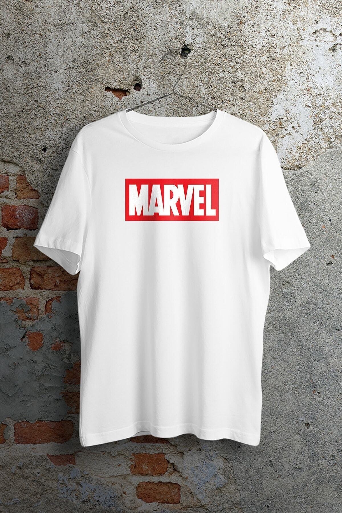twentyone Unisex Beyaz Marvel Logo Baskılı T-shirt