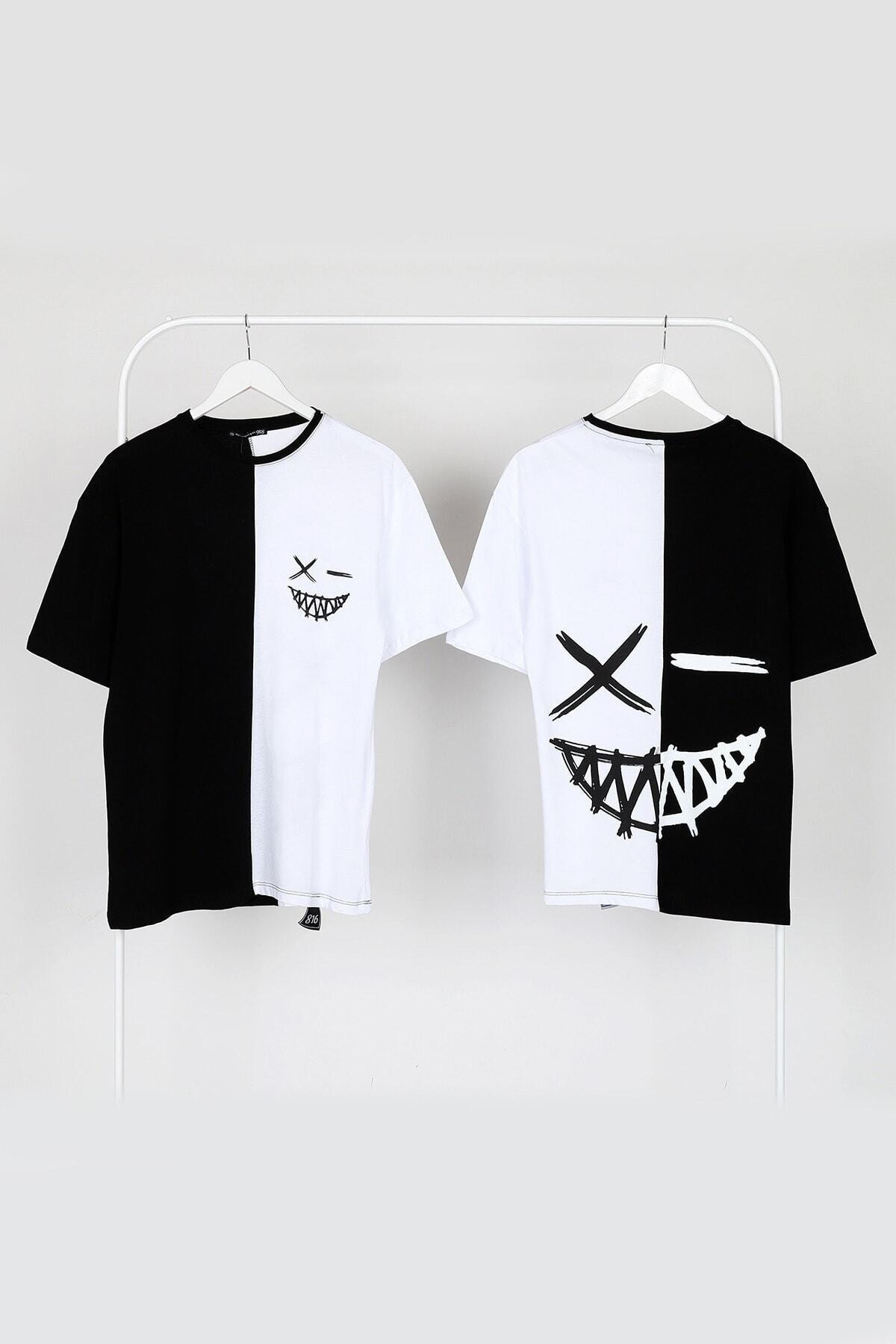 K&H TWENTYONE Siyah-beyaz Sırt Baskılı Oversize Unisex Tshirt