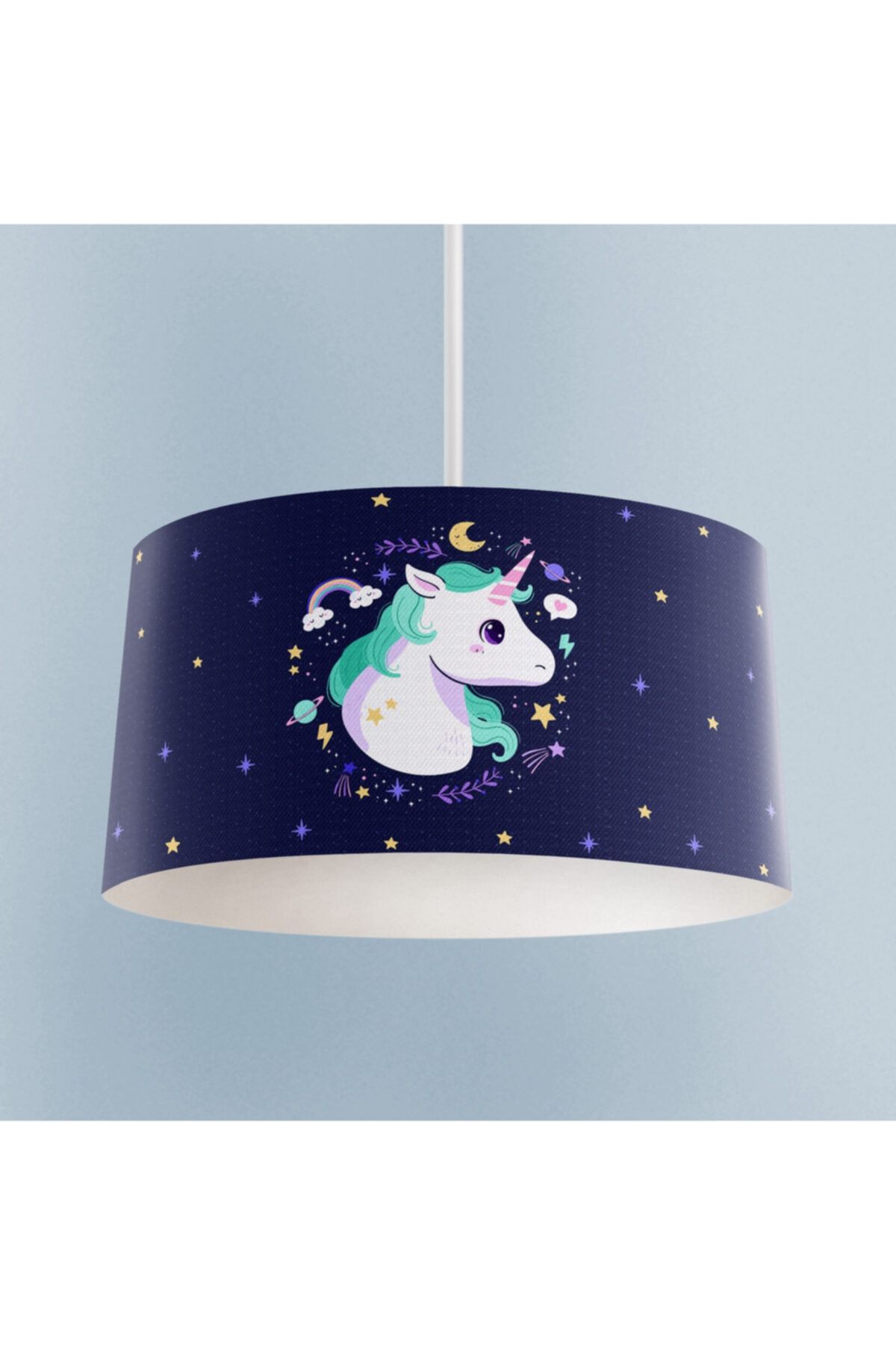 BMK's STORE Bebek Ve Çocuk Odası Aylı Unicorn Lacivert Avize -064