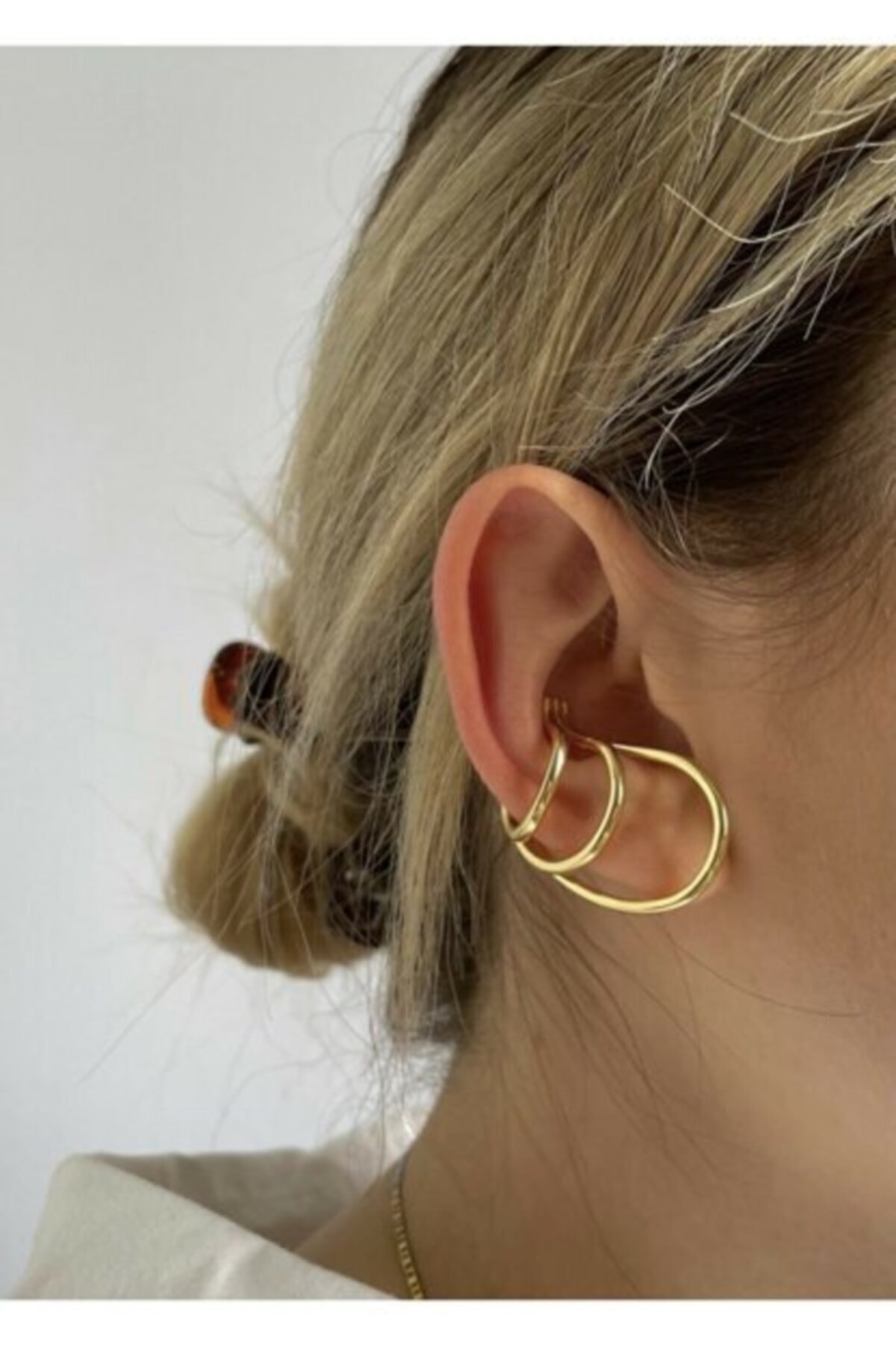KİLİGİSTANBUL Gold Renk 3'lü Görünüm Earcuff