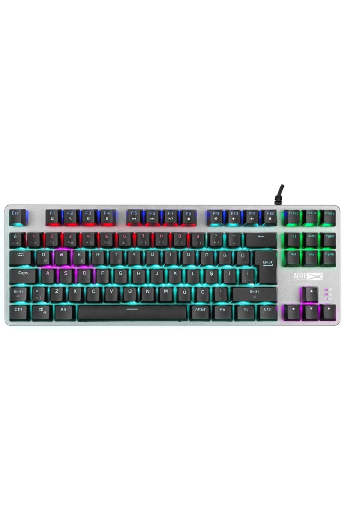 Altec Lansing Siyah/gümüş 87 Tuşlu Süper Kompakt Red Switch Rainbow Mekanik Gaming Oyuncu Klavyesi