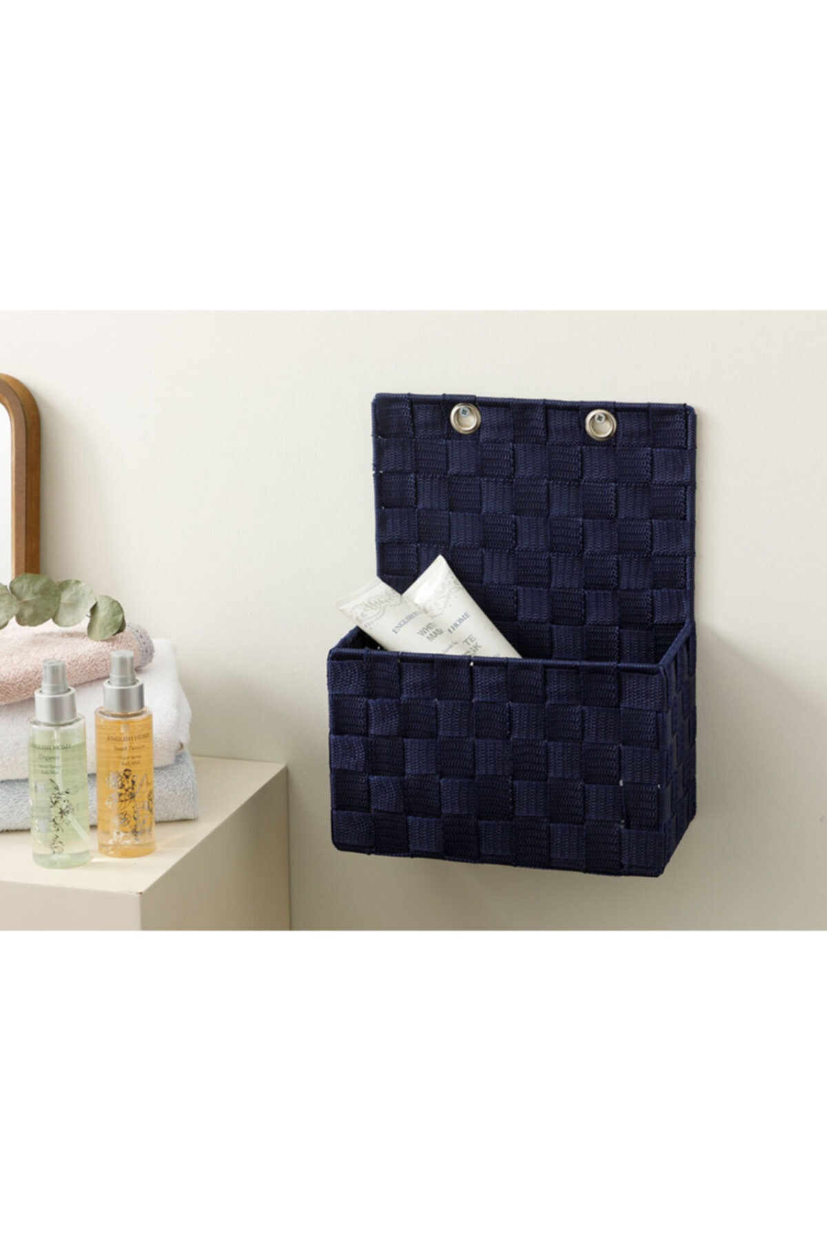 English Home Checked Polipropilen Saklama Kutusu 24x12,5x31 Cm Lacivert