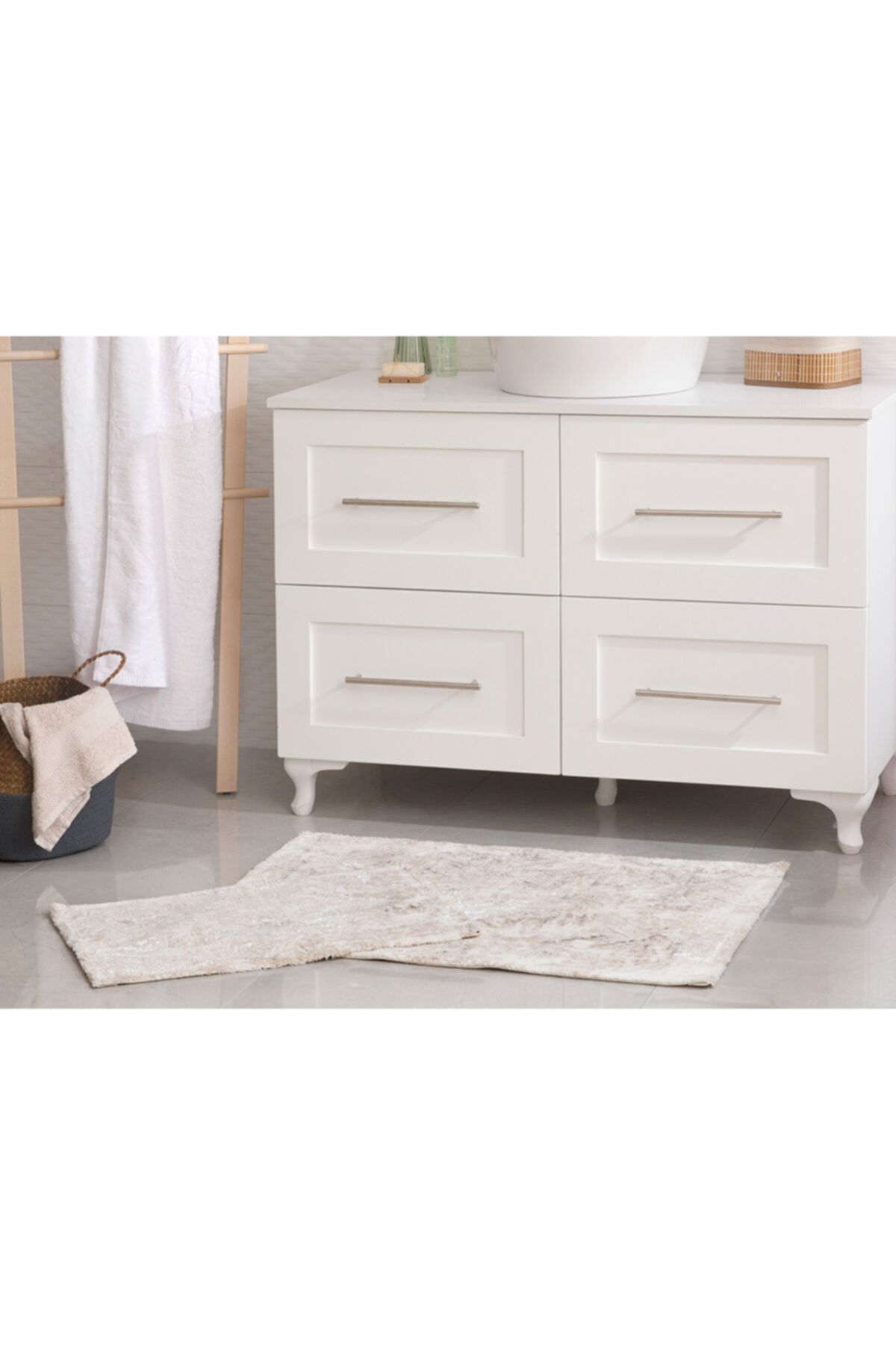 English Home Arven Banyo Paspası Seti 60x90 Cm + 50x60 Cm Bej - Gri - Krem