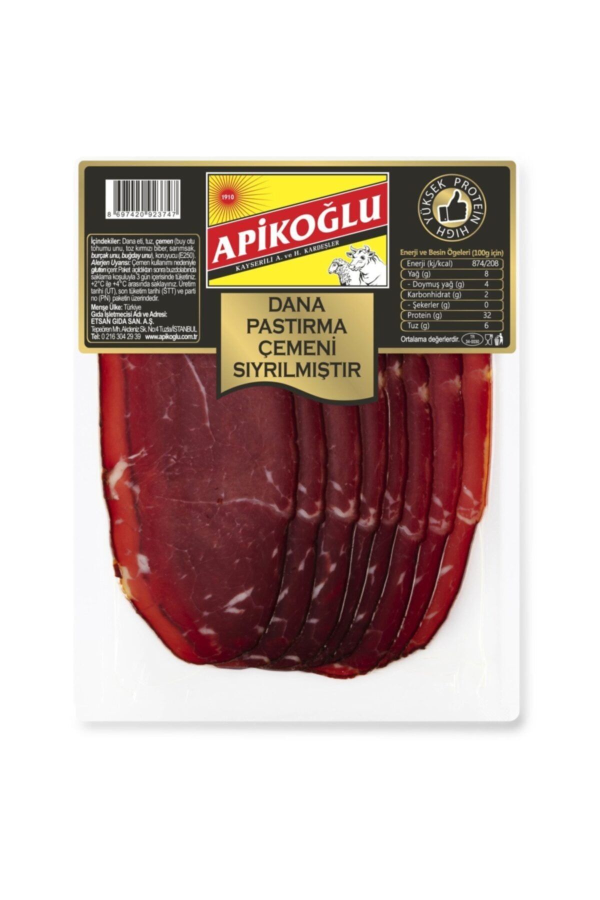 Apikoğlu Pastırma Çemeni Sıyrılmış 70gr