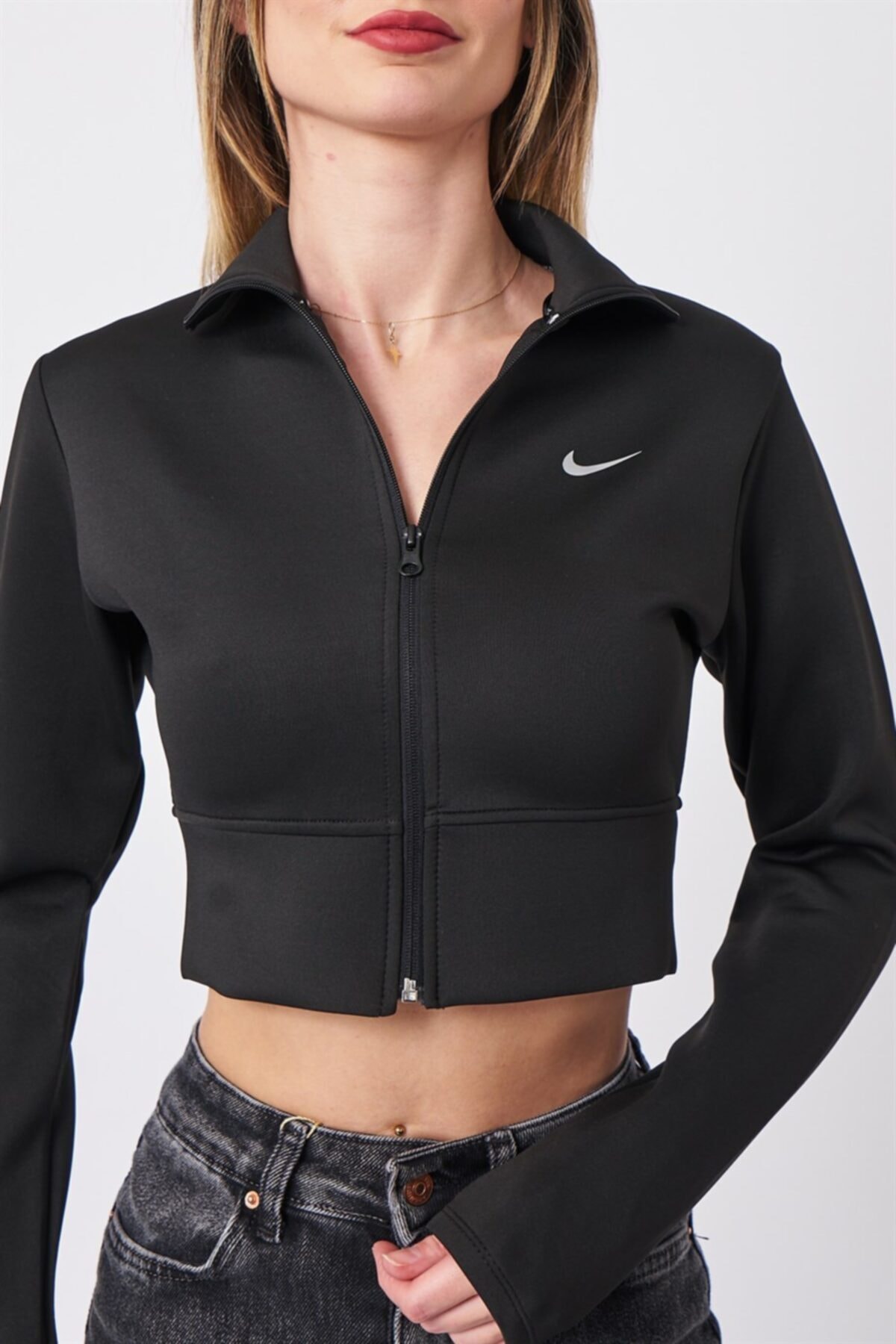 Çokmel Fermuarlı Crop Top Sweatshirt