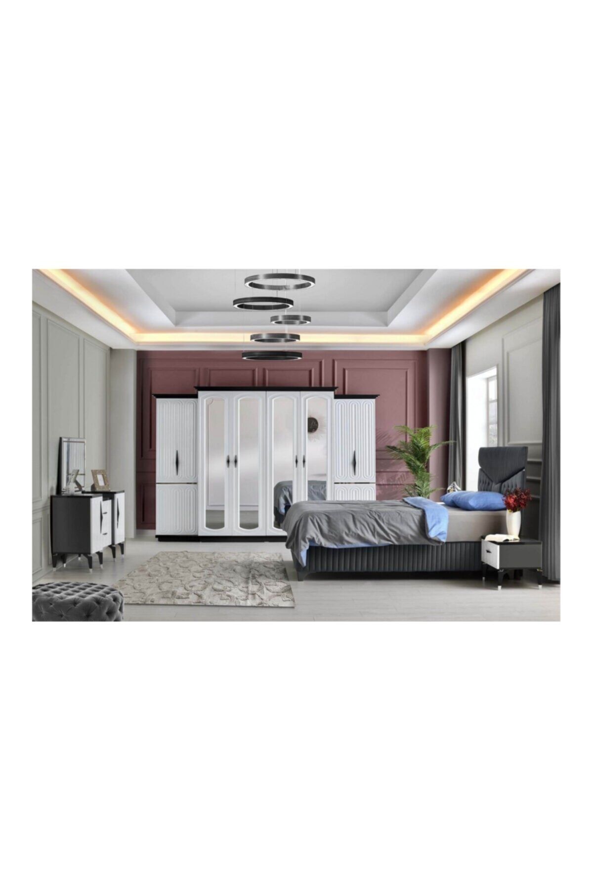 Viento Mobilya Nova Aynalı Kapaklı %100 Mdf Yatak Odası Takımı