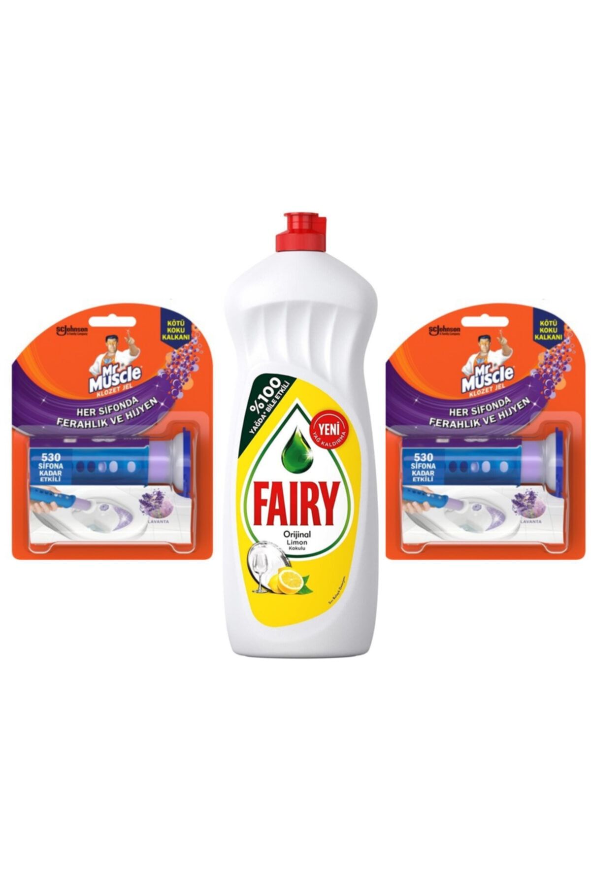 Fairy Sıvı Bulaşık Deterjanı Limon 650 Ml Mr. Muscle Klozet Jel Lavanta 2 Adet