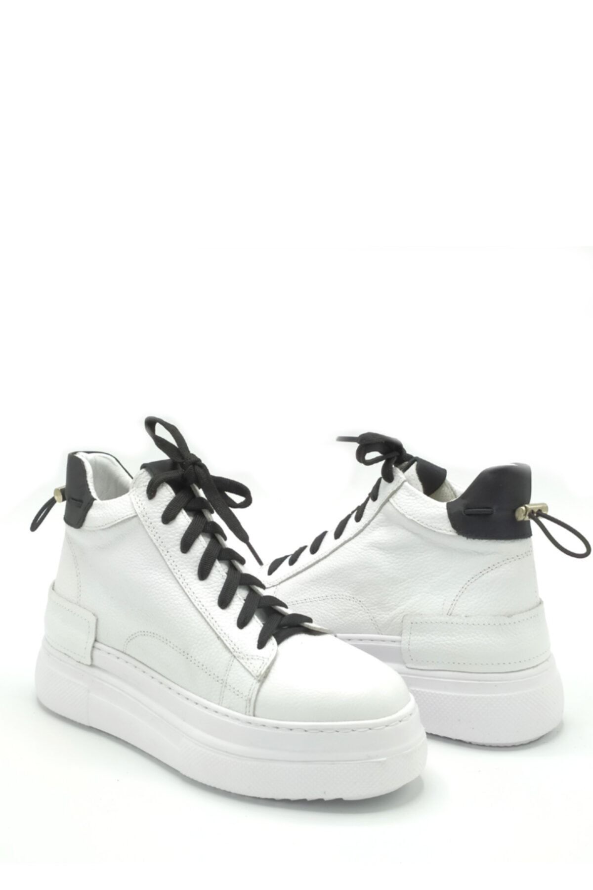 GOLEYDİ Stop Beyazderi & Siyah Deri Sneakers Bot