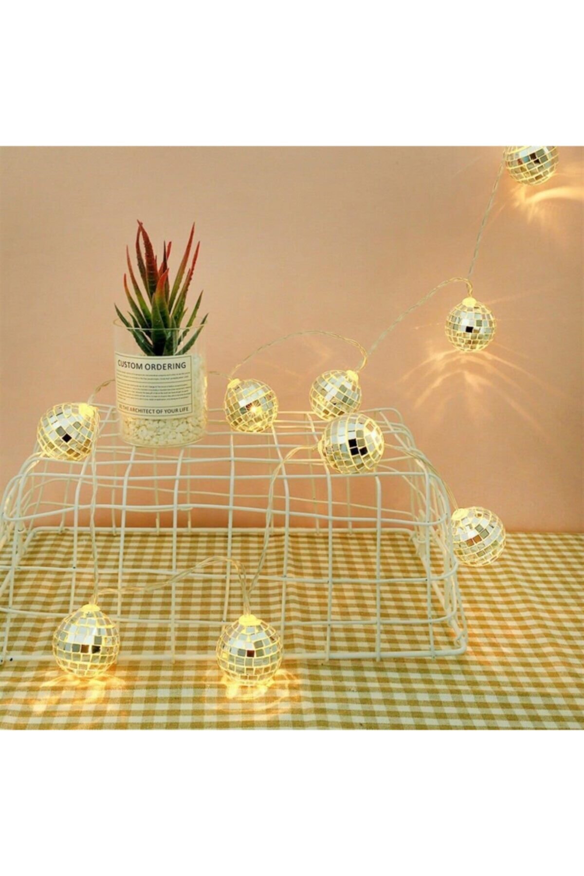 EFULİ BUTİK Mini Disco Topu Şeklinde Dekoratif Pilli Led Zinciri 10 Lu