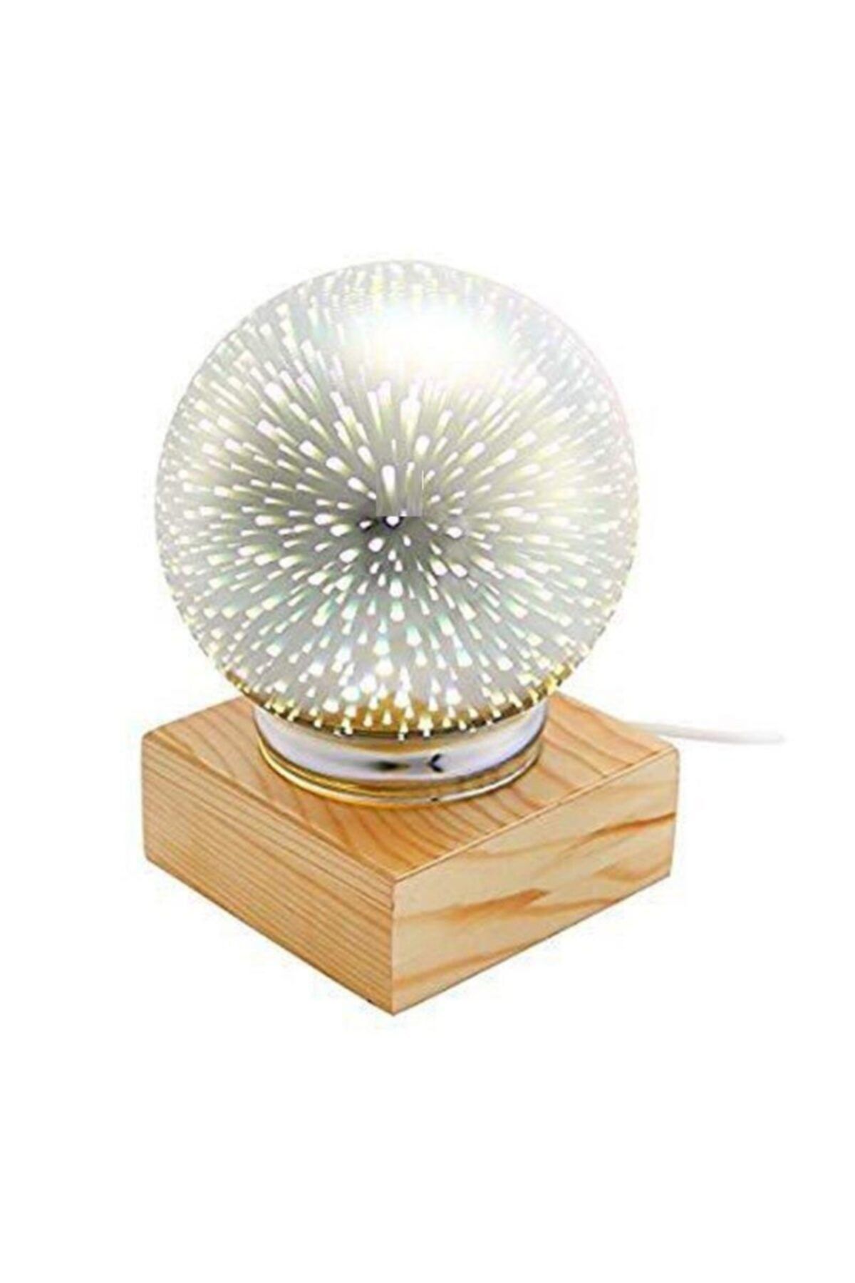 OLOEY 3d Usb Kristal Cam Küre Desenli Ahşap Masa Gece Lambası