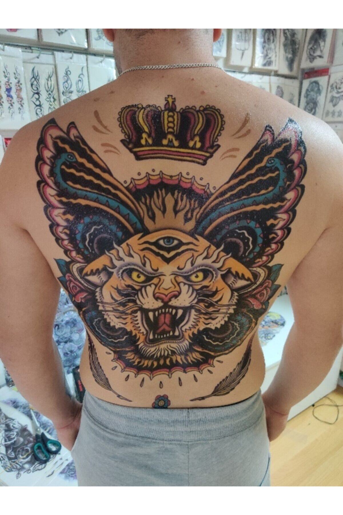 Store&Tattoo Vahşi Kedi Tam Sırt Geçici Dövme 48x34 Cm