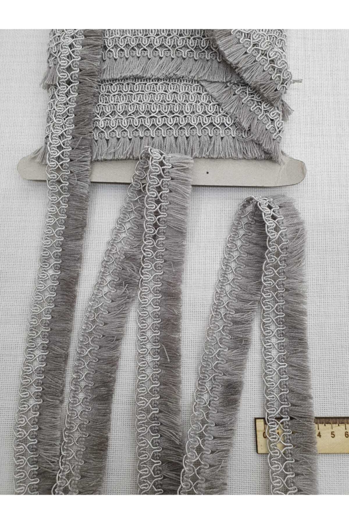 ESTEKS DANTEL Şerit Püsküllü Saçak Gri