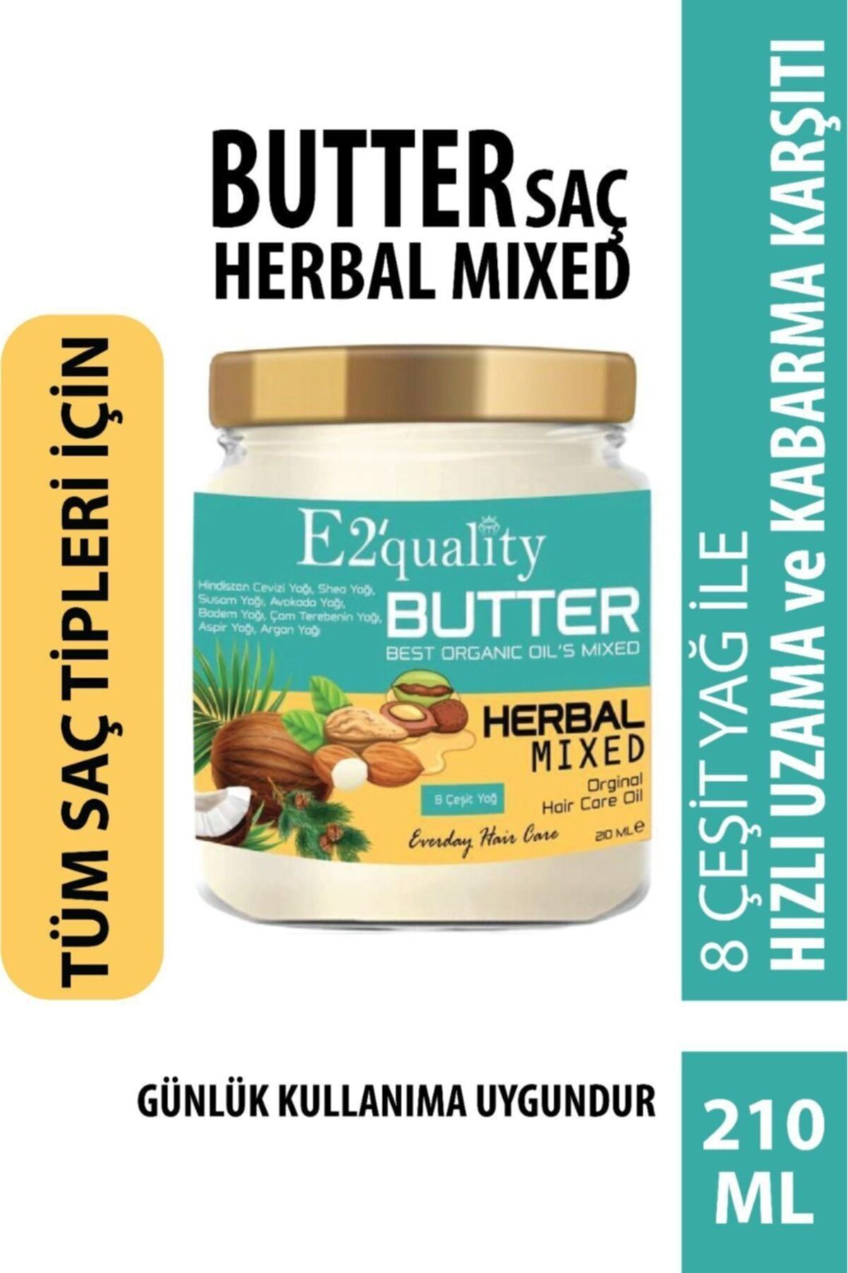 E2'quality Butter Hızlı Uzama, Kepeklenme Karşıtı Ve Hacim Veren Saç Bakım Yağı 210 ml